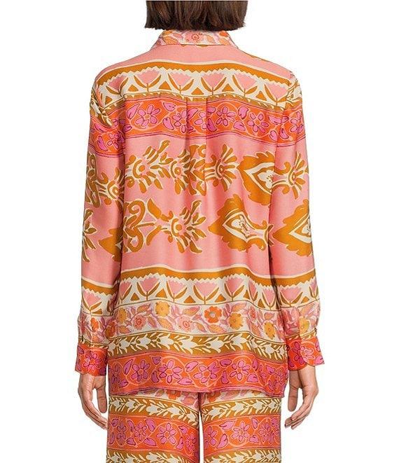 Alex Marie Piper Twill Floral Print Point Collar Long Sleeve Button Front Coordinating Top Product Image