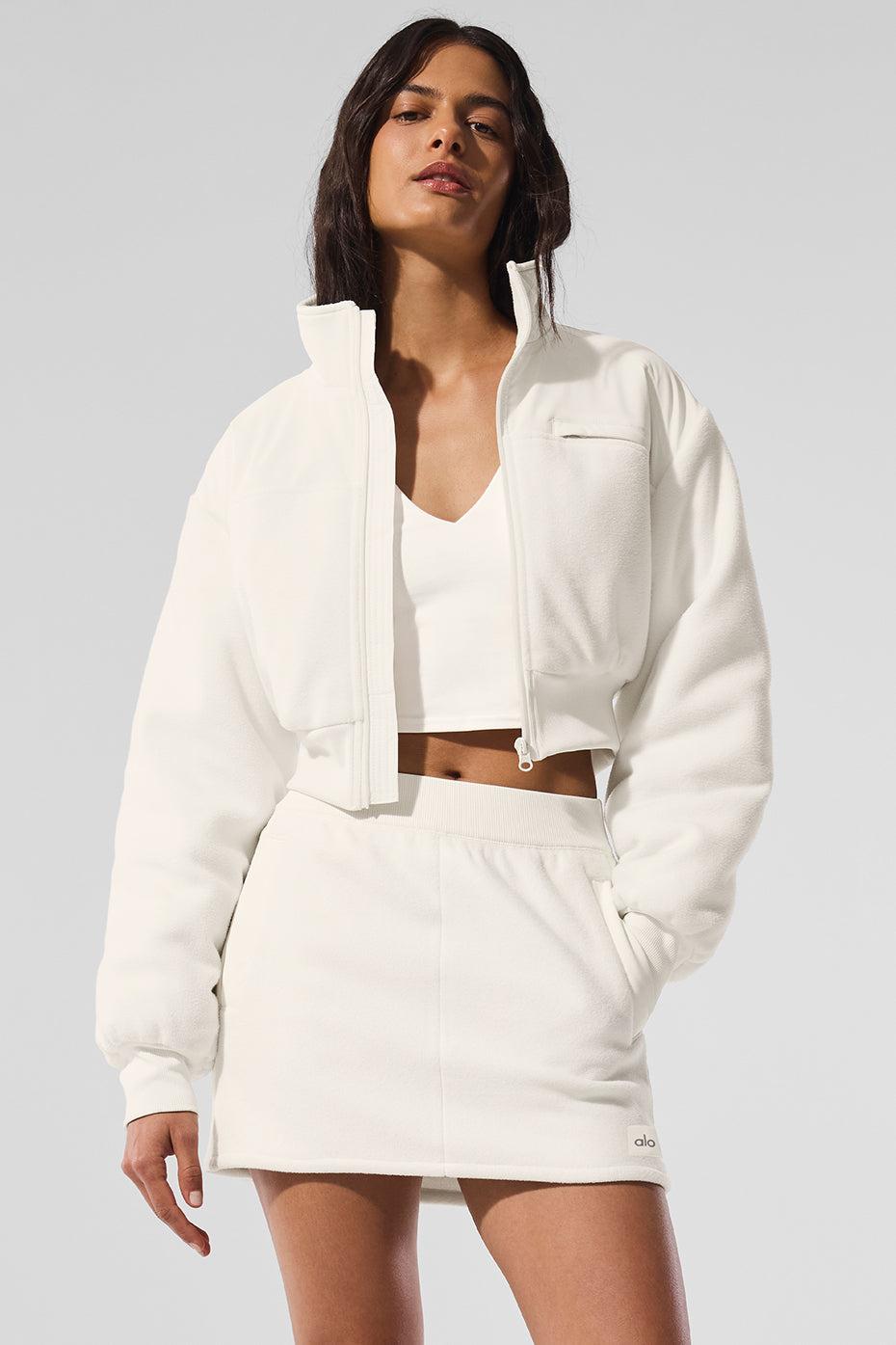 Polar Fleece Cropped Wintry Mix Jacket - Ivory Product Image