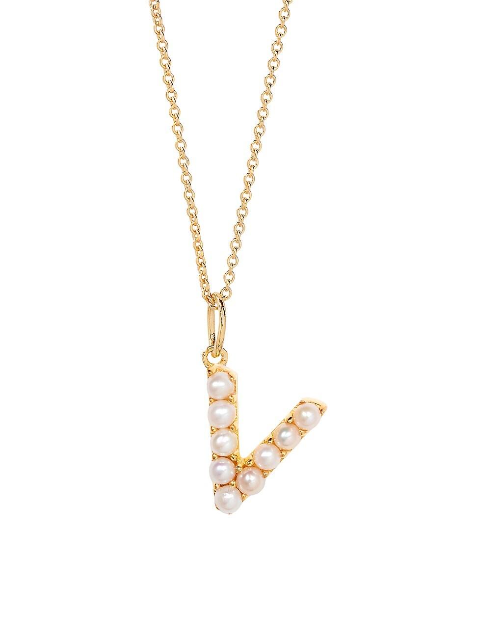 Womens Bridget Initial 14K-Gold-Plated & Freshwater Pearl Necklace Product Image