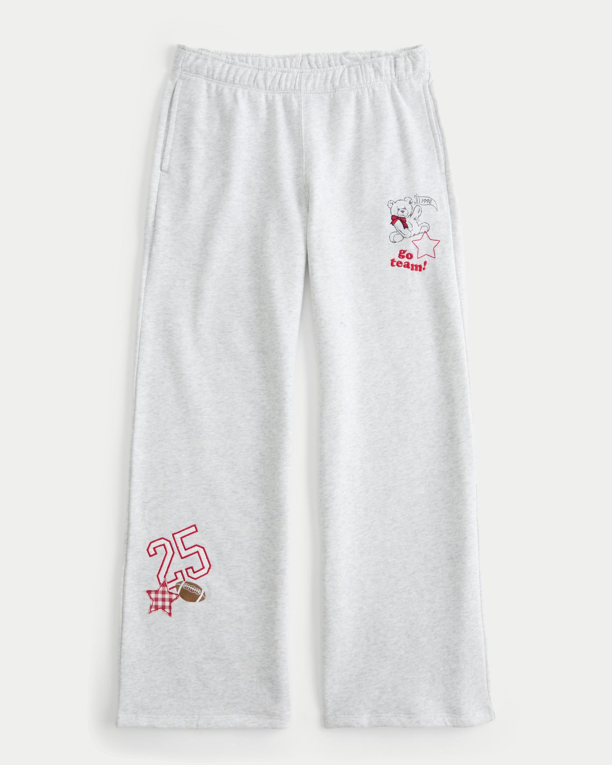 Sporty Graphic Wide-Leg Sweatpants Product Image