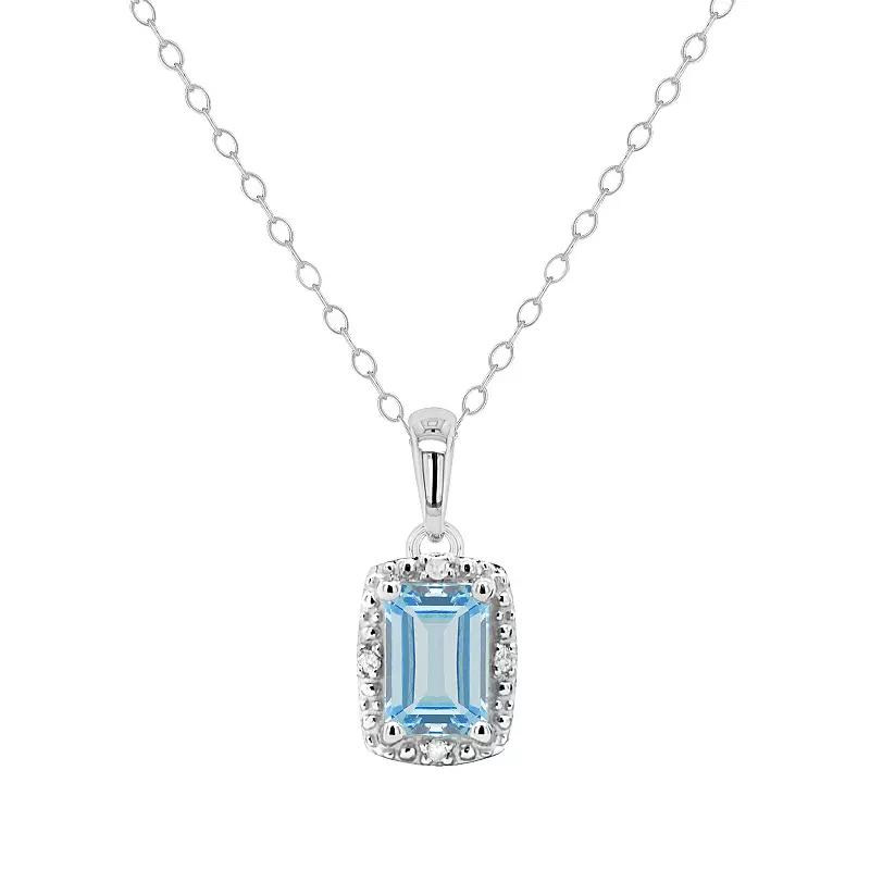 Celebration Gems Sterling Silver Gemstone & Diamond Accent Pendant Necklace, Women's,  Product Image