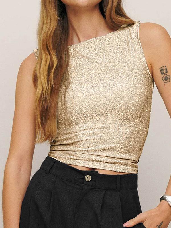 Plain Shiny Slim Fit Tank Top Product Image