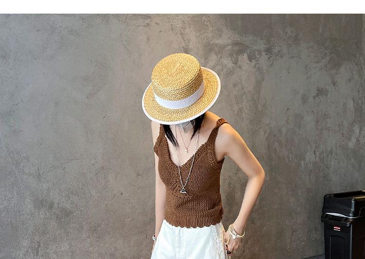 Mid Waist Lace Panel Wide Leg Pants Product Image