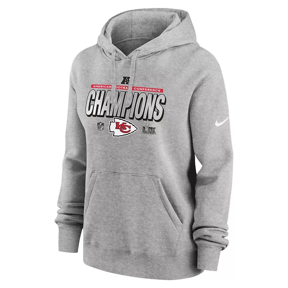 Women's Nike Kansas City Chiefs 2024 AFC Champions Locker Room Trophy Collection Club Fleece Pullover Hoodie, Size: XXL, Gray Product Image