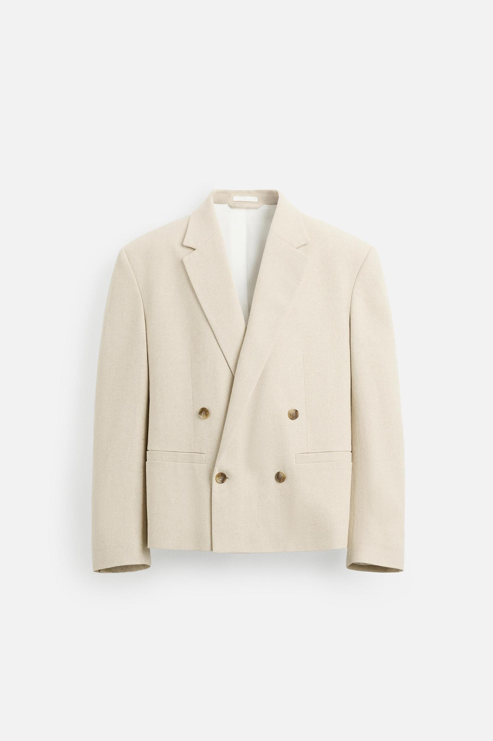 LINEN DOUBLE-BREASTED BLAZER Product Image