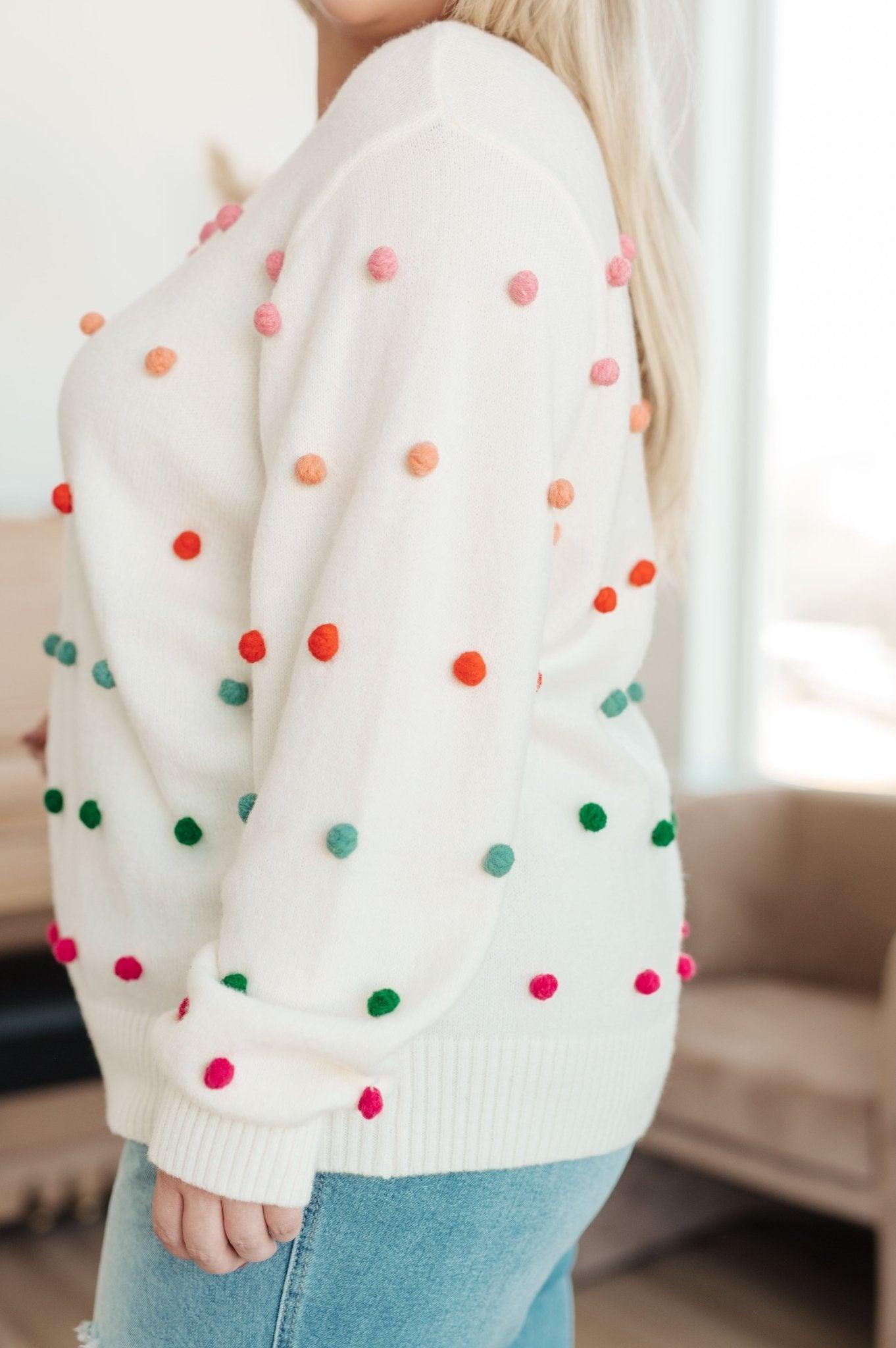 Candy Buttons Pom Detail Sweater (Online Exclusive) Product Image