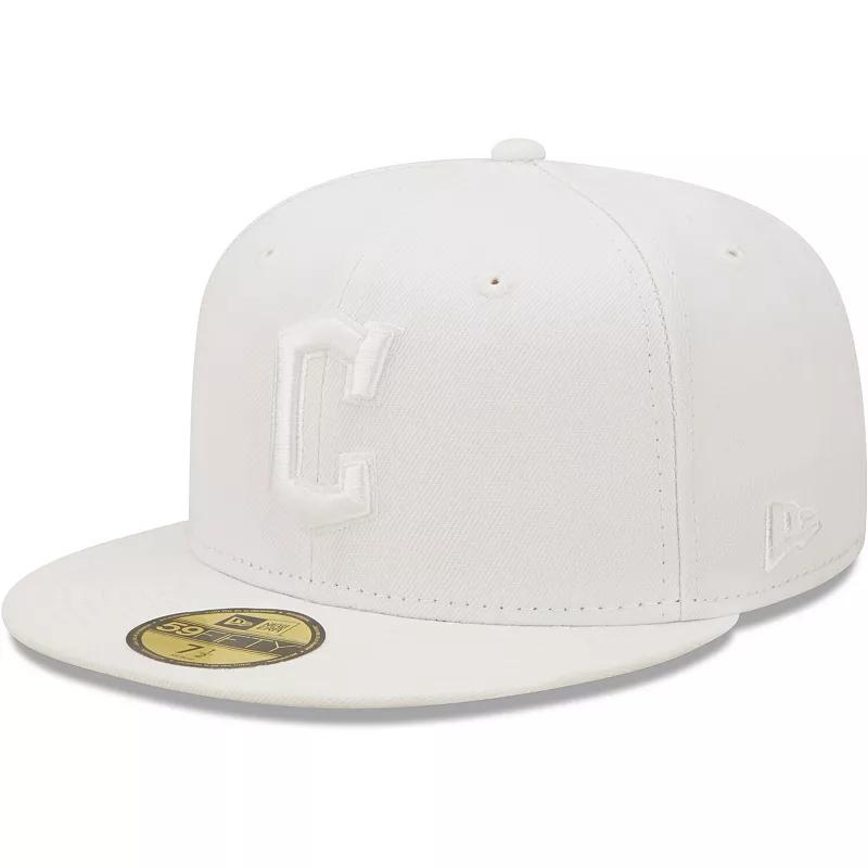 Men's New Era Cleveland Guardians White on White 59FIFTY Fitted Hat, Size: 7 1/8, Grd White Product Image