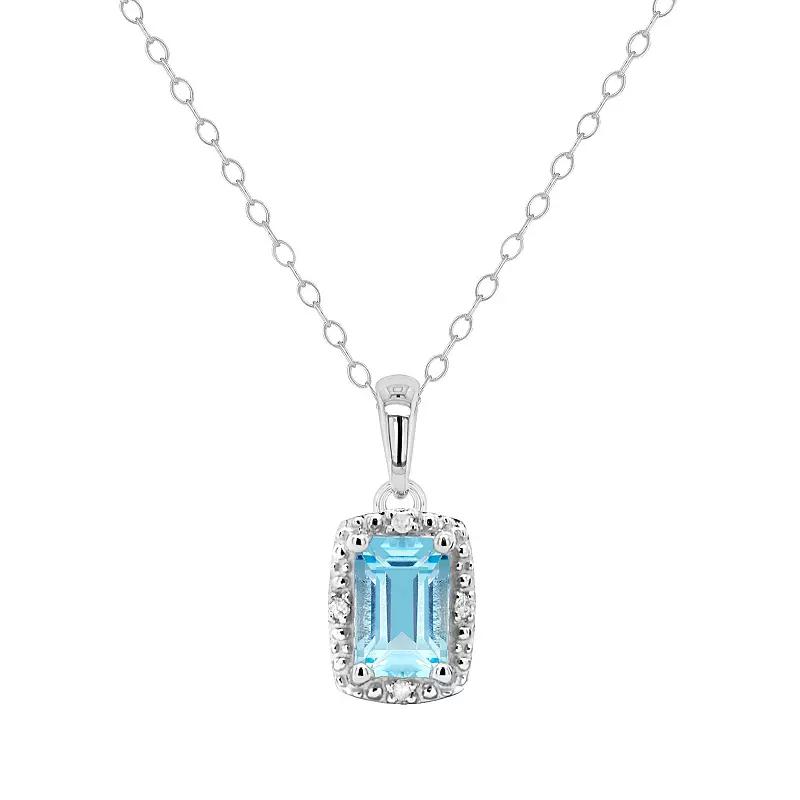 Celebration Gems Sterling Silver Gemstone & Diamond Accent Pendant Necklace, Women's,  Product Image