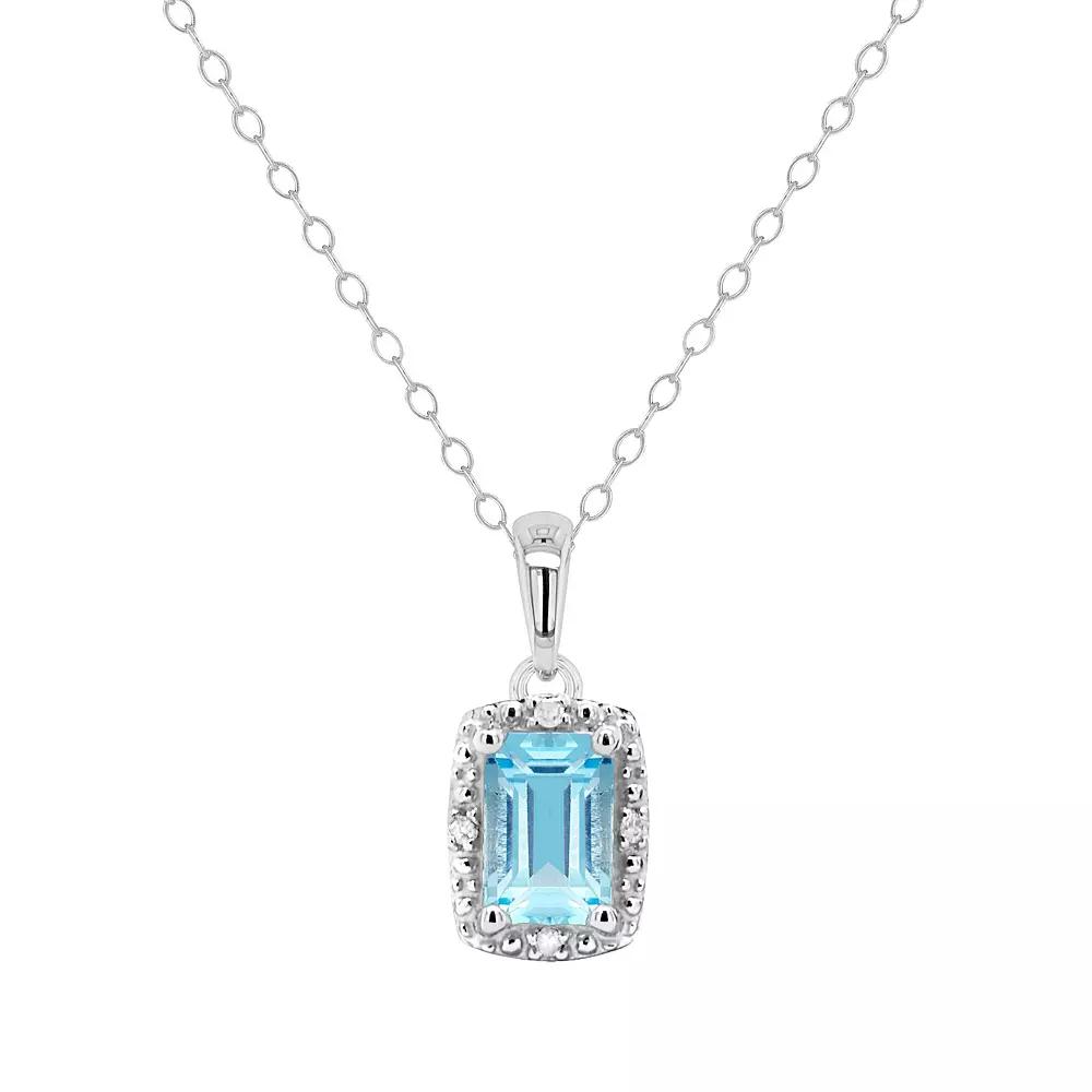 Celebration Gems Sterling Silver Gemstone & Diamond Accent Pendant Necklace, Women's,  Product Image