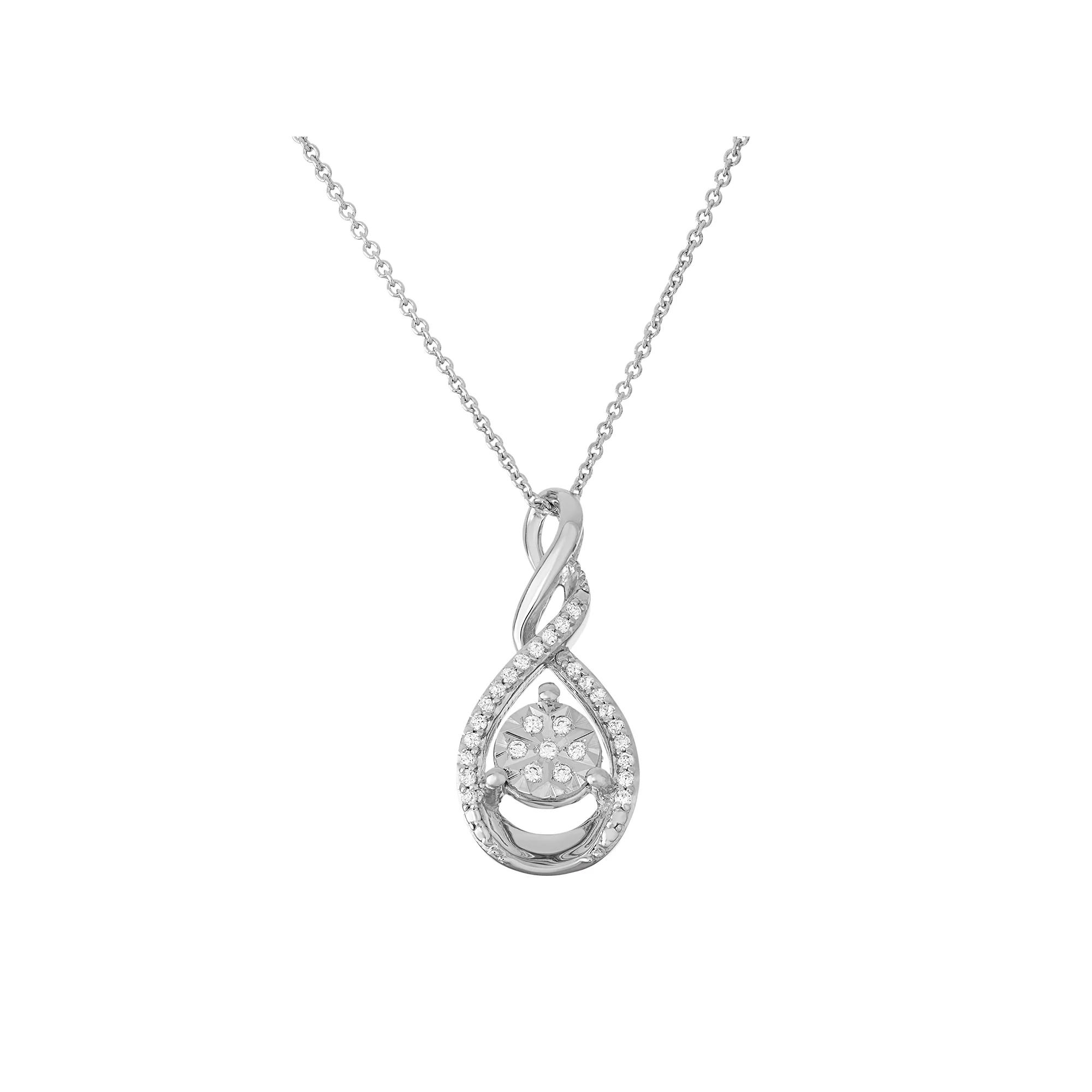Sterling Silver 1/10 Carat T.W. Diamond Cluster Drop Pendant Necklace, Women's, Size: 18" Product Image