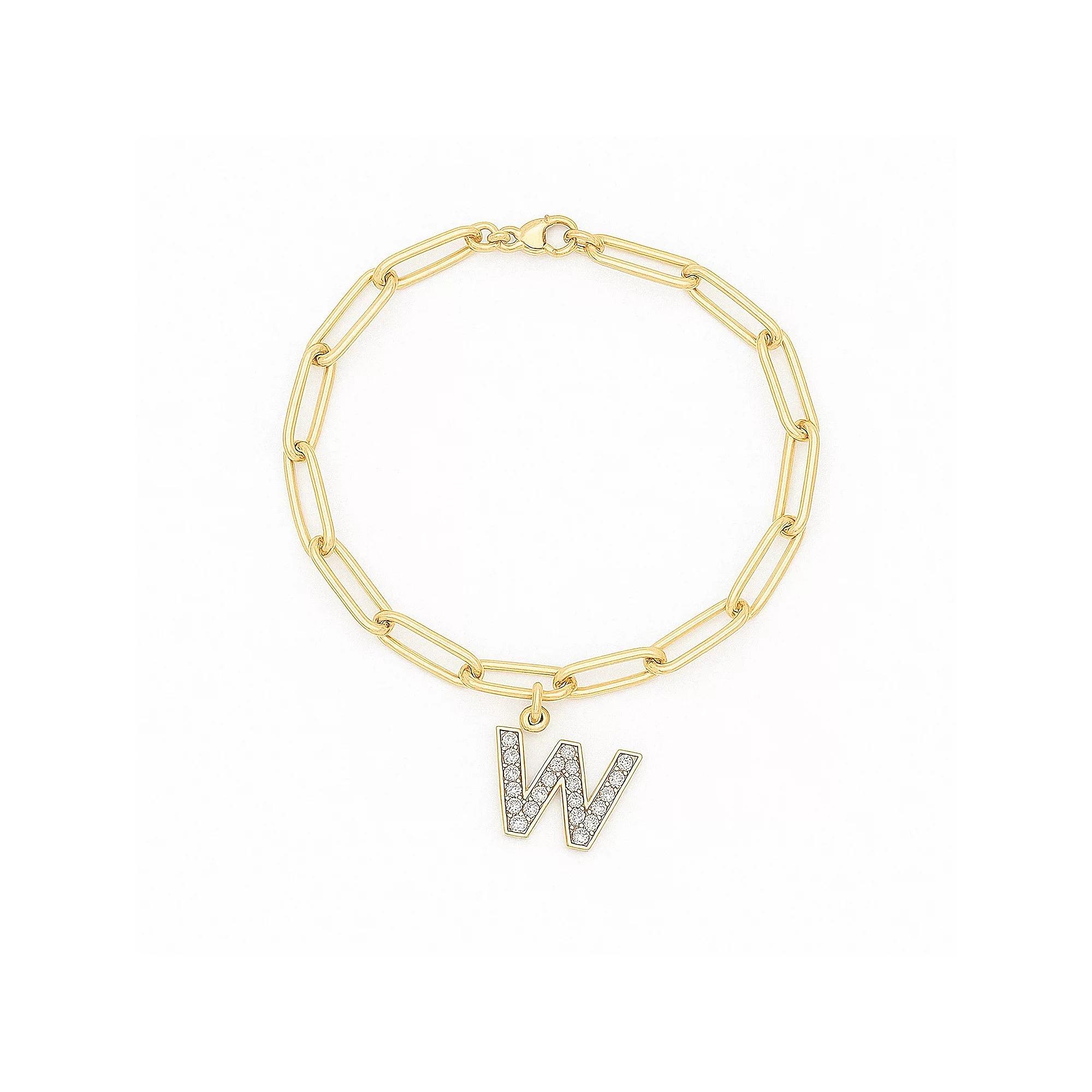 Meshmerise 18K Gold Over Silver Diamond Inital Bracelet, Women's, Size: 6-7" ADJ, Gold Tone W Product Image