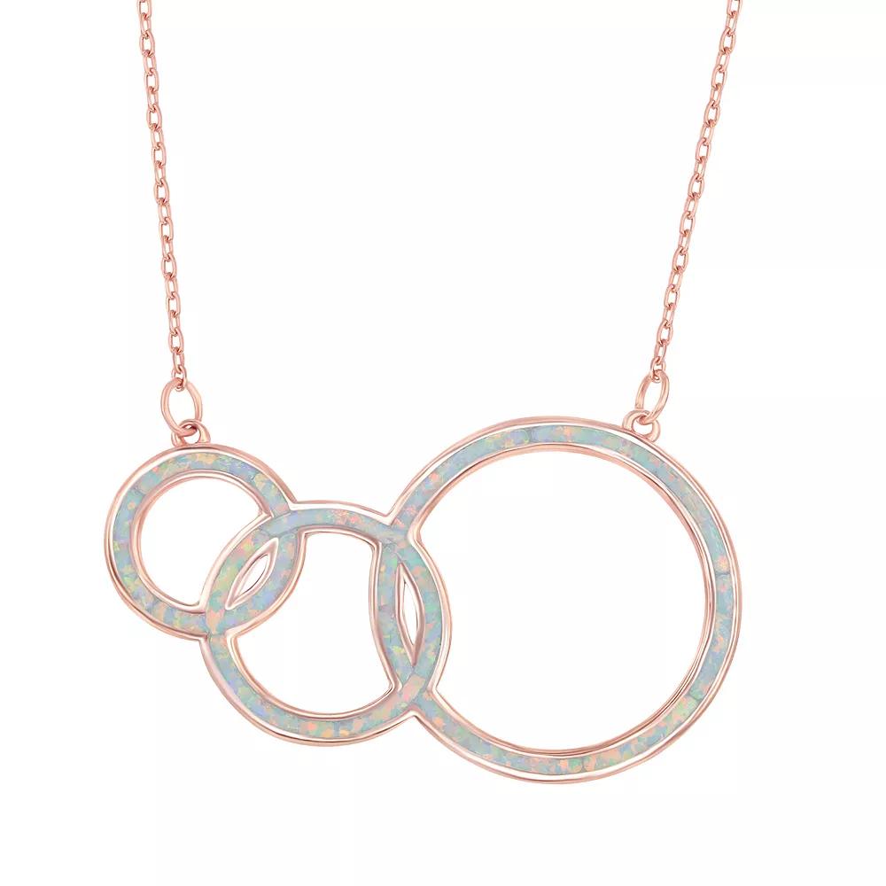 14k Rose Gold Over Silver Lab-Created White Opal Generation Necklace, Women's, Size: 16-18" ADJ, Rose Gold Tone Product Image