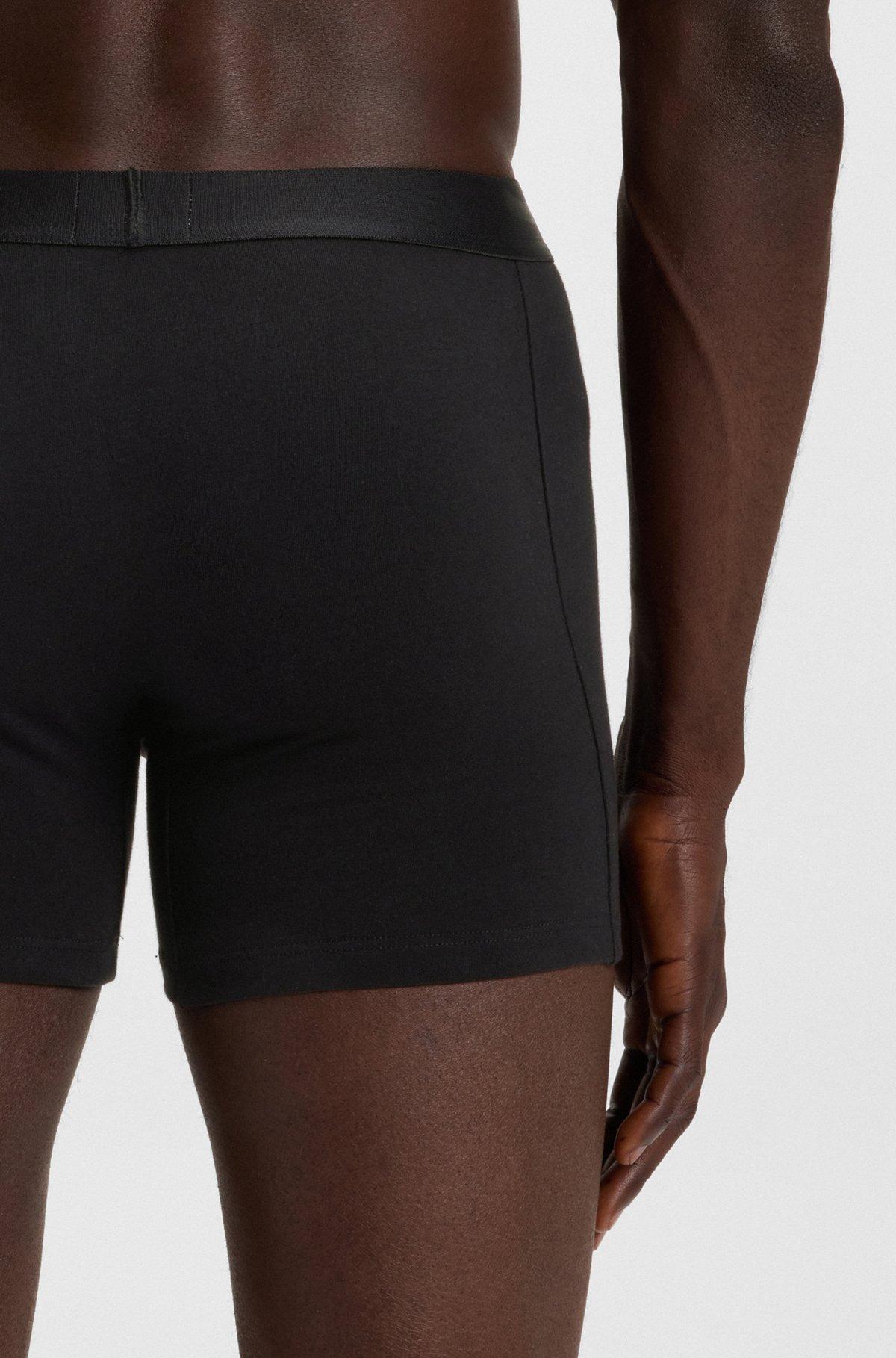 BOSS - Two-pack of stretch-cotton boxer briefs with logo waistbands - Black Product Image