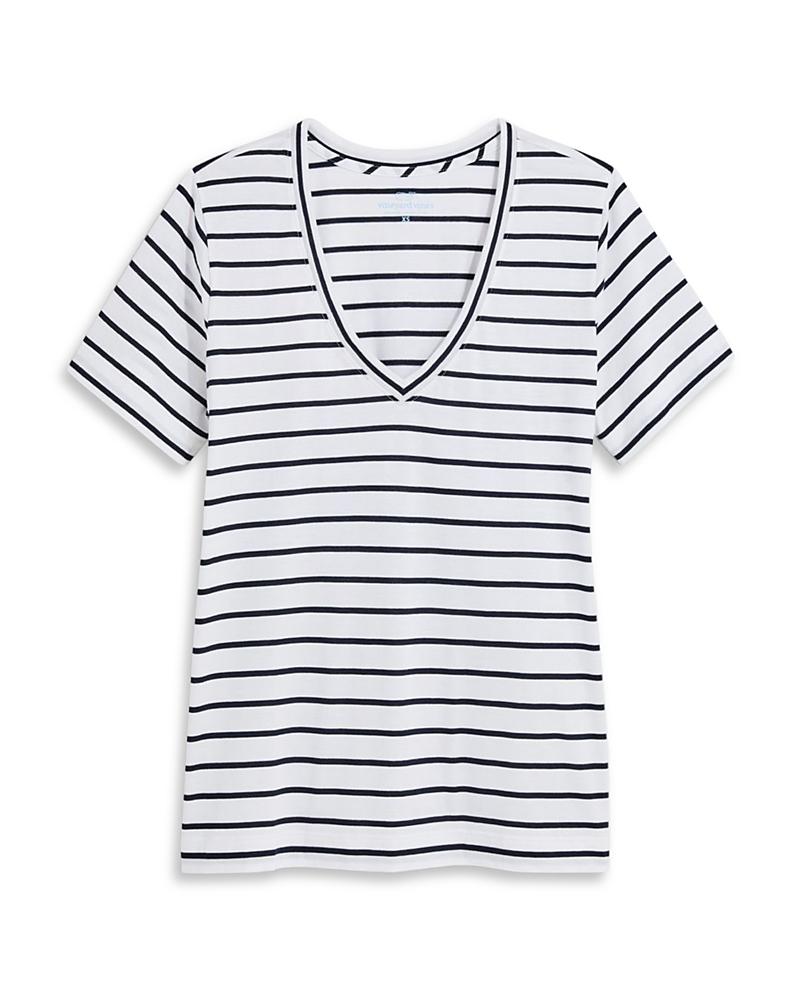 Vineyard Vines Striped V Neck Cotton Tee Product Image