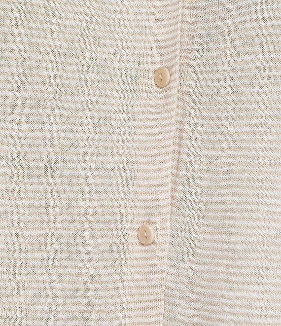 Eileen Fisher Textural Organic Linen Blend Knit Relaxed Collar Long Sleeve Cardigan Product Image