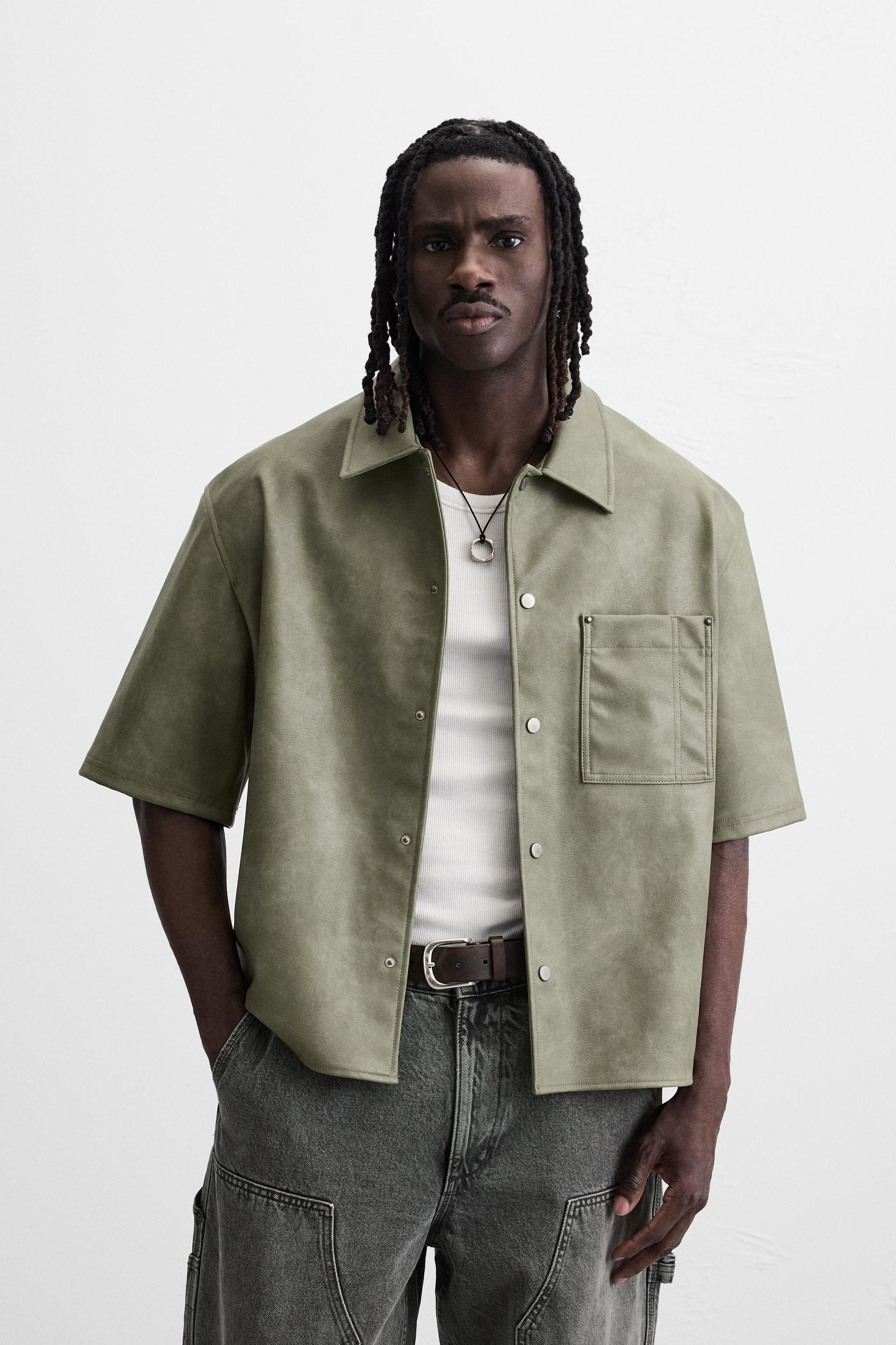 FAUX LEATHER OVERSHIRT Product Image