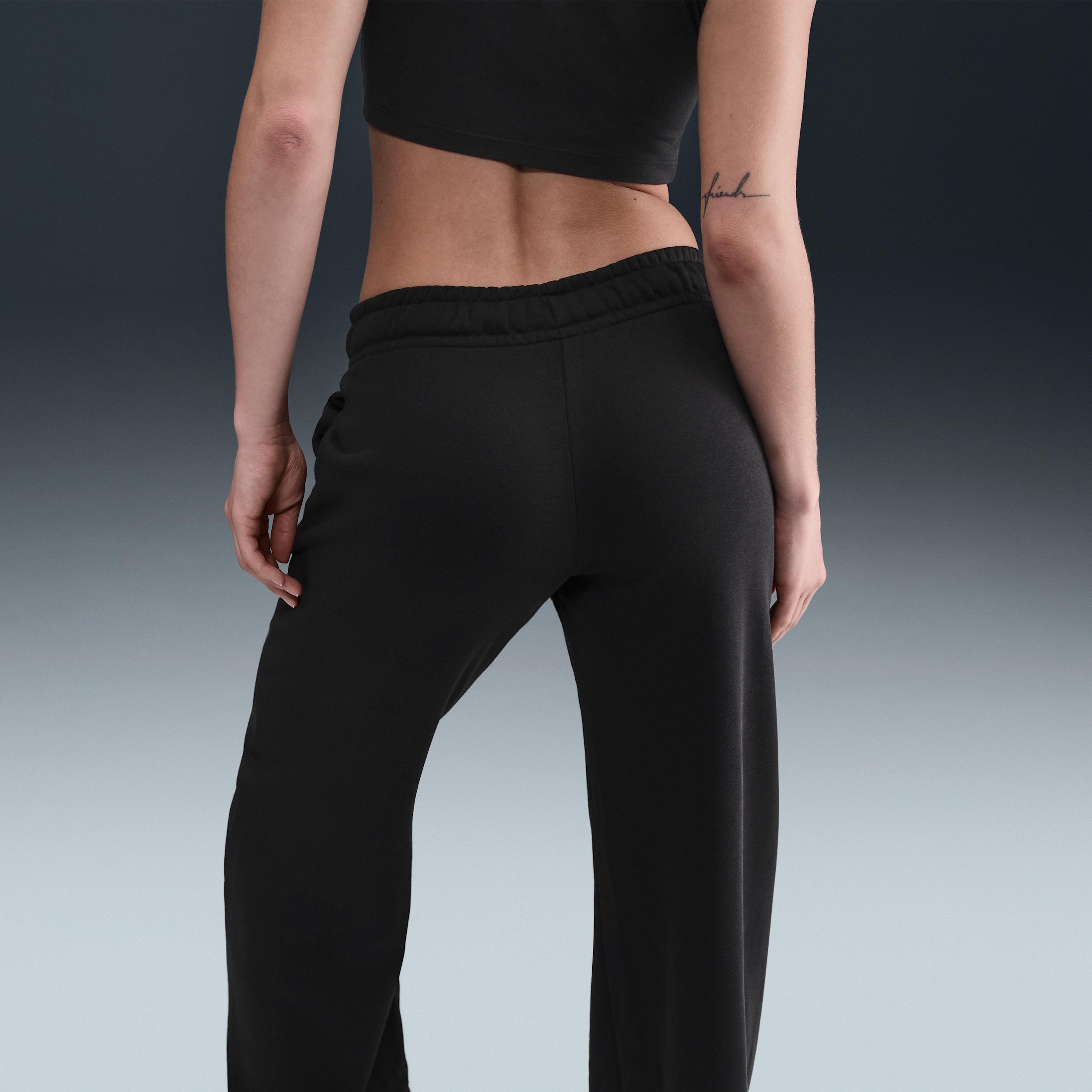 Nike Womens Nike NSW Club Fleece Mid Rise Pant Wide - Womens Black/White Product Image