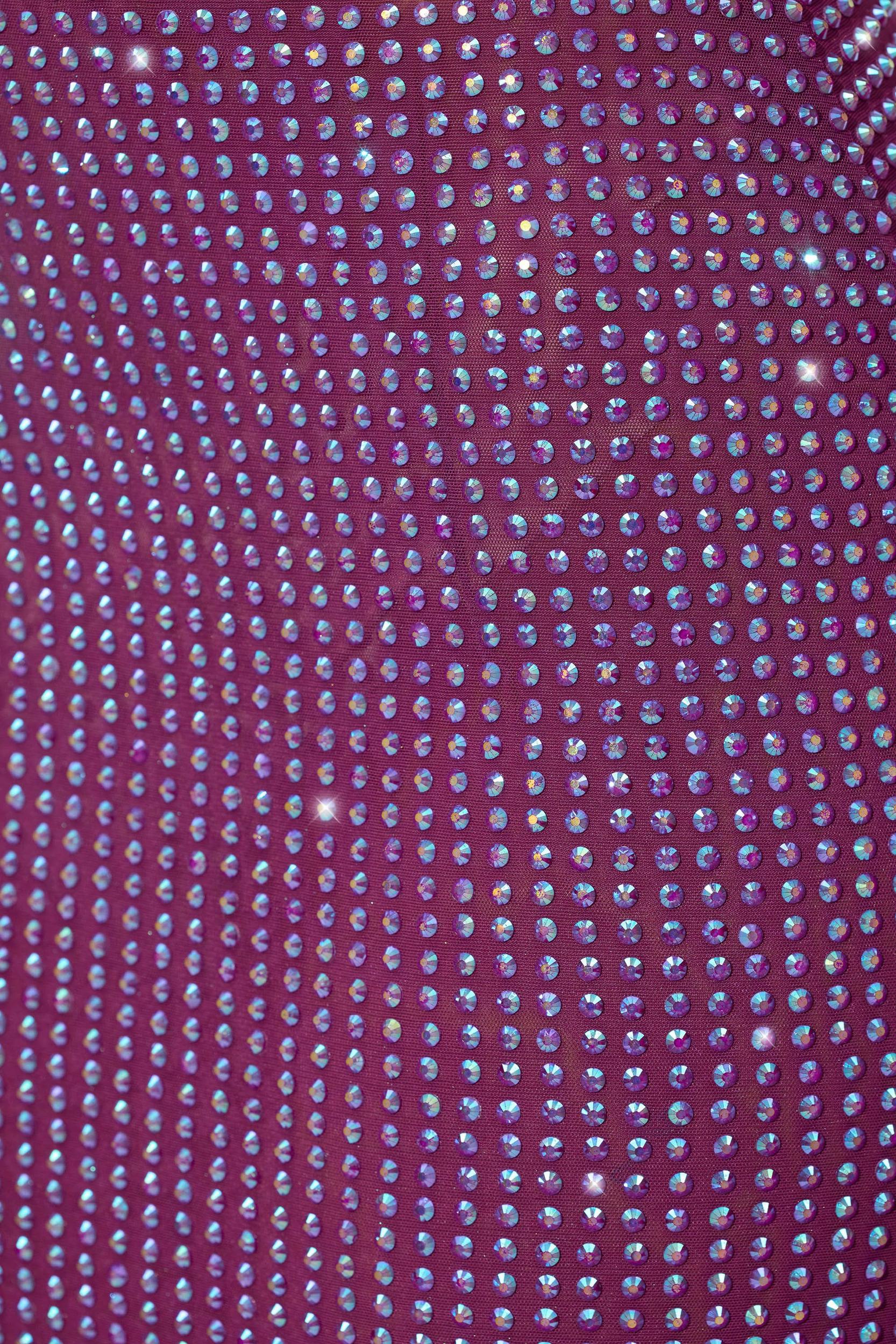 Embellished Low Back Neck Strap Mini Dress in Plum Product Image