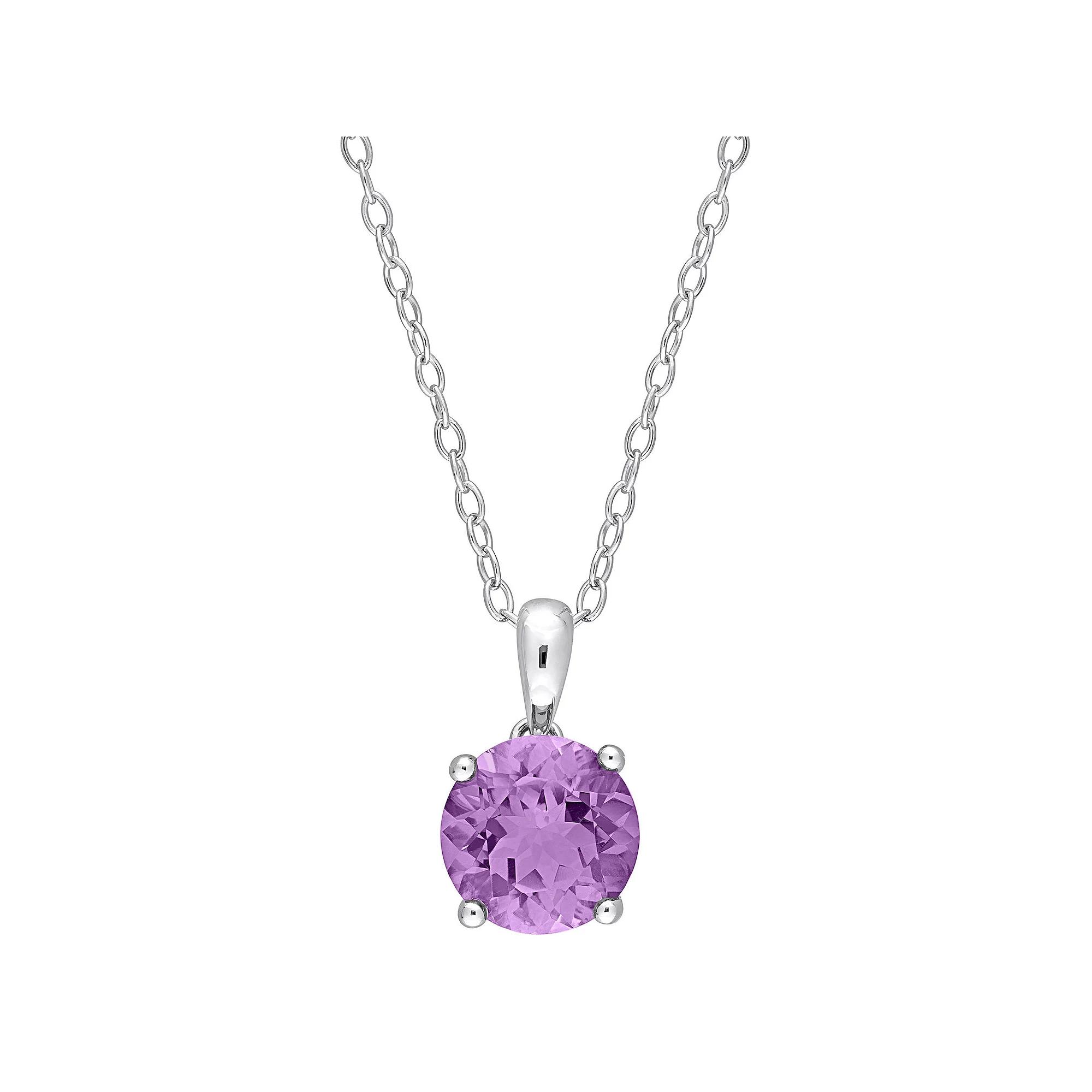 Stella Grace Sterling Silver & Gemstone Round Stud Pendant Necklace, Women's,  Product Image
