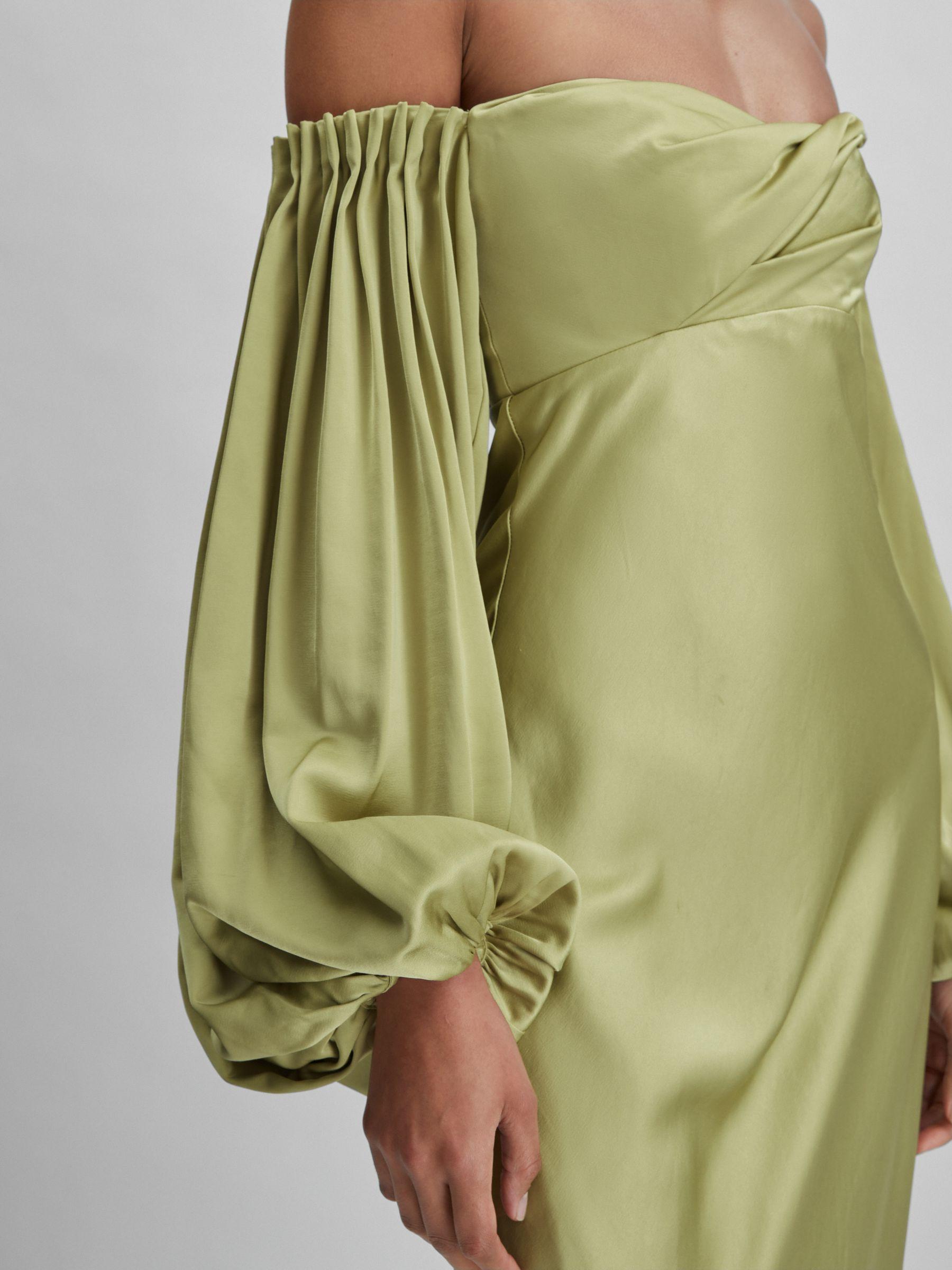 Significant Other Satin Off-The-Shoulder Maxi Dress in Sage Product Image