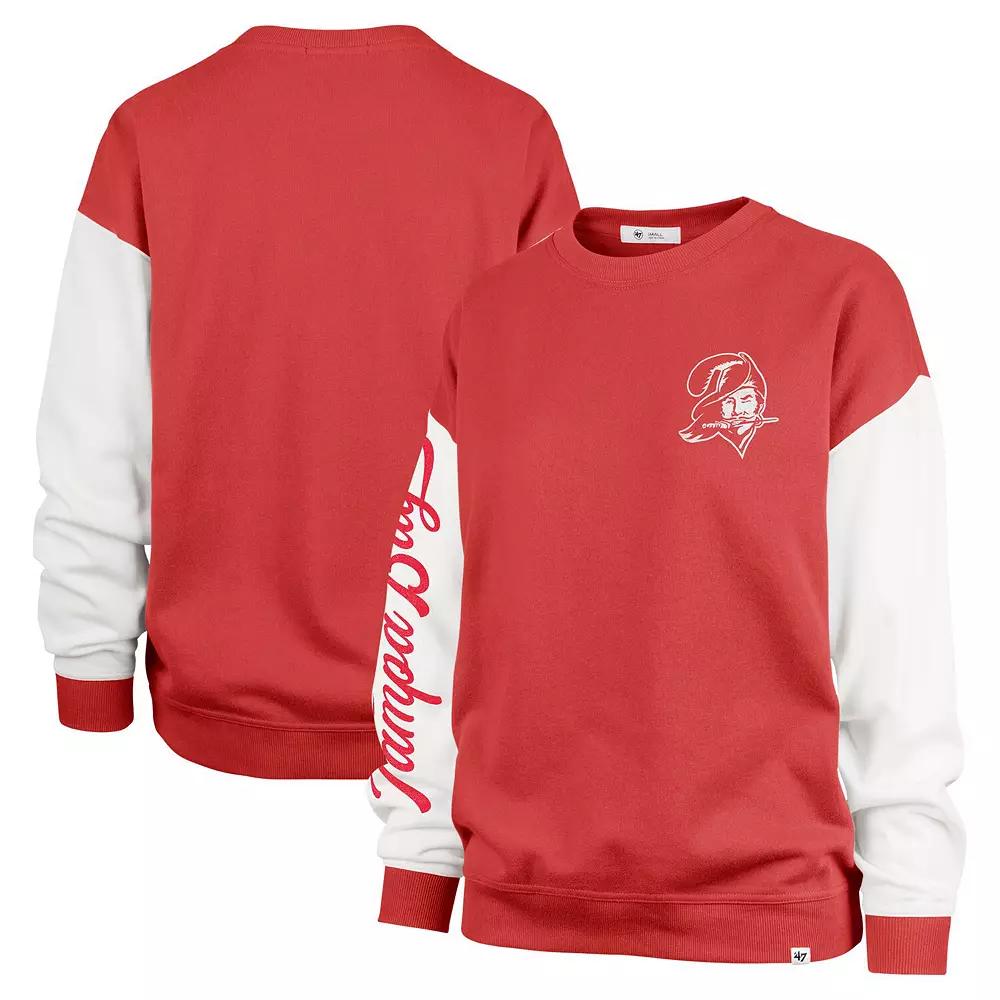Women's '47 Red Tampa Bay Buccaneers Double Header Rise Andie Pullover Sweatshirt,  Product Image