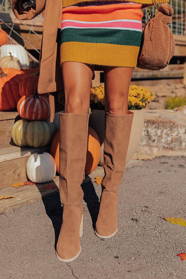 The Shiloh Faux Nubuck Knee High Boot In Brown Product Image