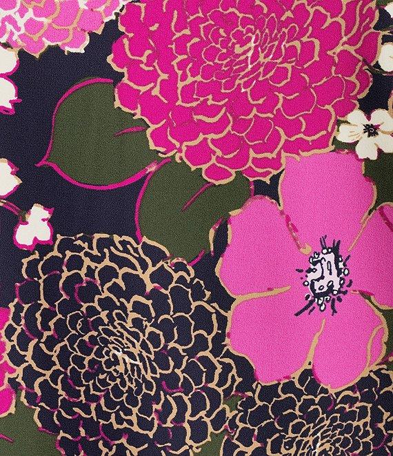 Jude Connally Belinda Autumn Blooms Print Jude Cloth Stretch Knit Wrinkle-Free Stand Collar Stand Collar 3/4 Sleeve Top Product Image