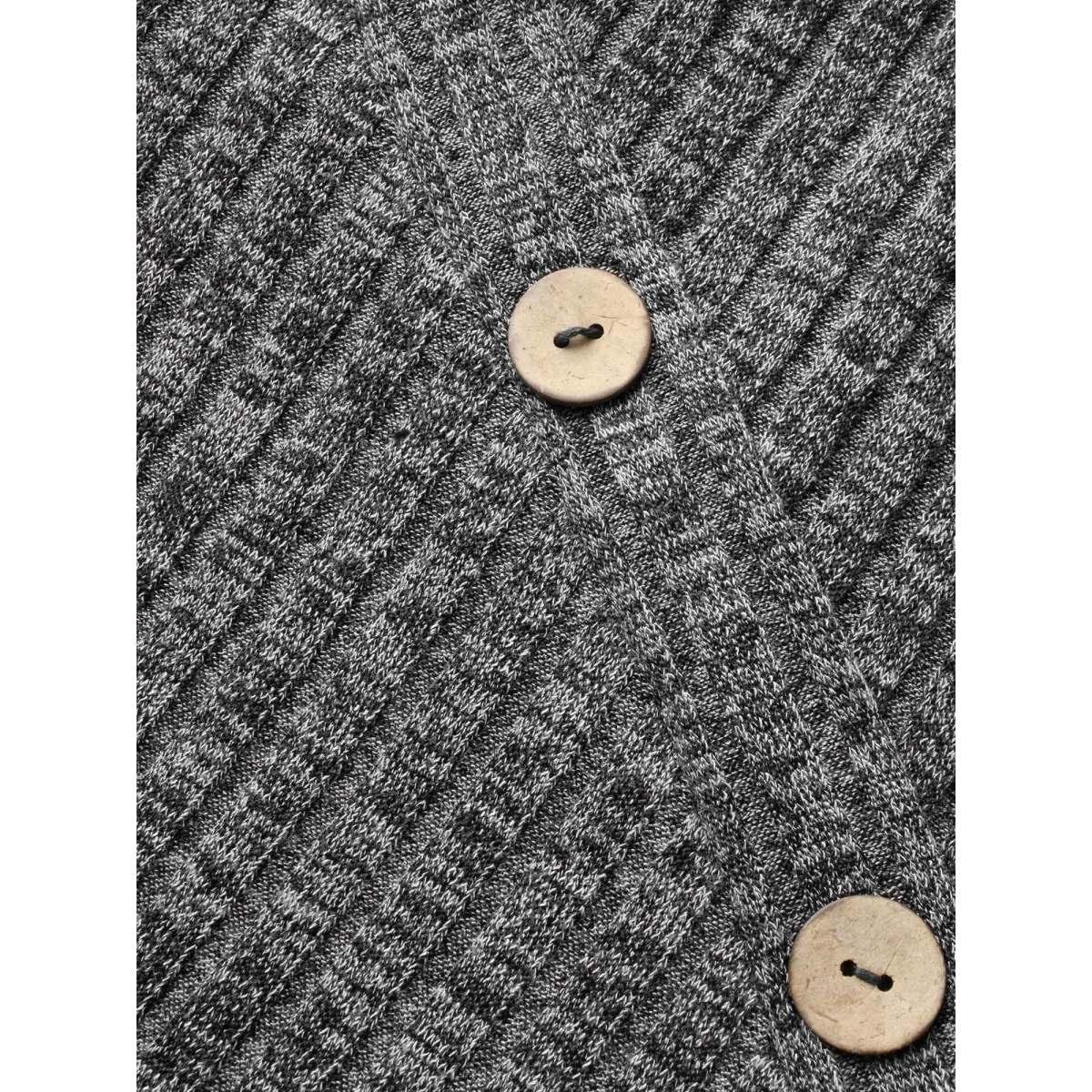 Plus Size DimGray Plain Rib Knit Button Detail Jumpsuit Women Casual Sleeveless Heart neckline Everyday Loose Jumpsuits BloomChic 22-24/3X Product Image