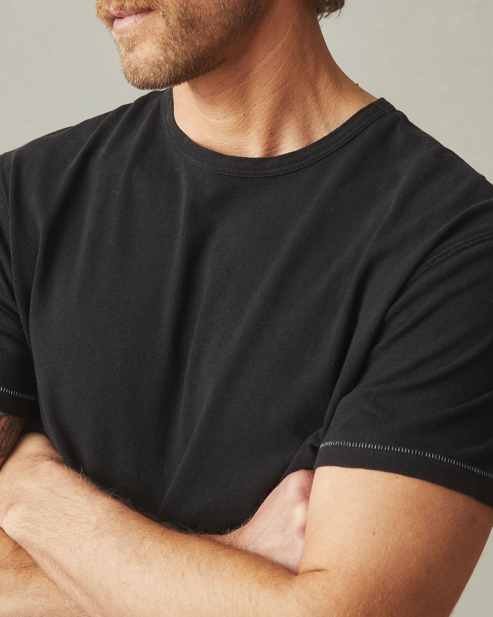 Men's Hemp Jersey Crew Tee - Black Male Product Image
