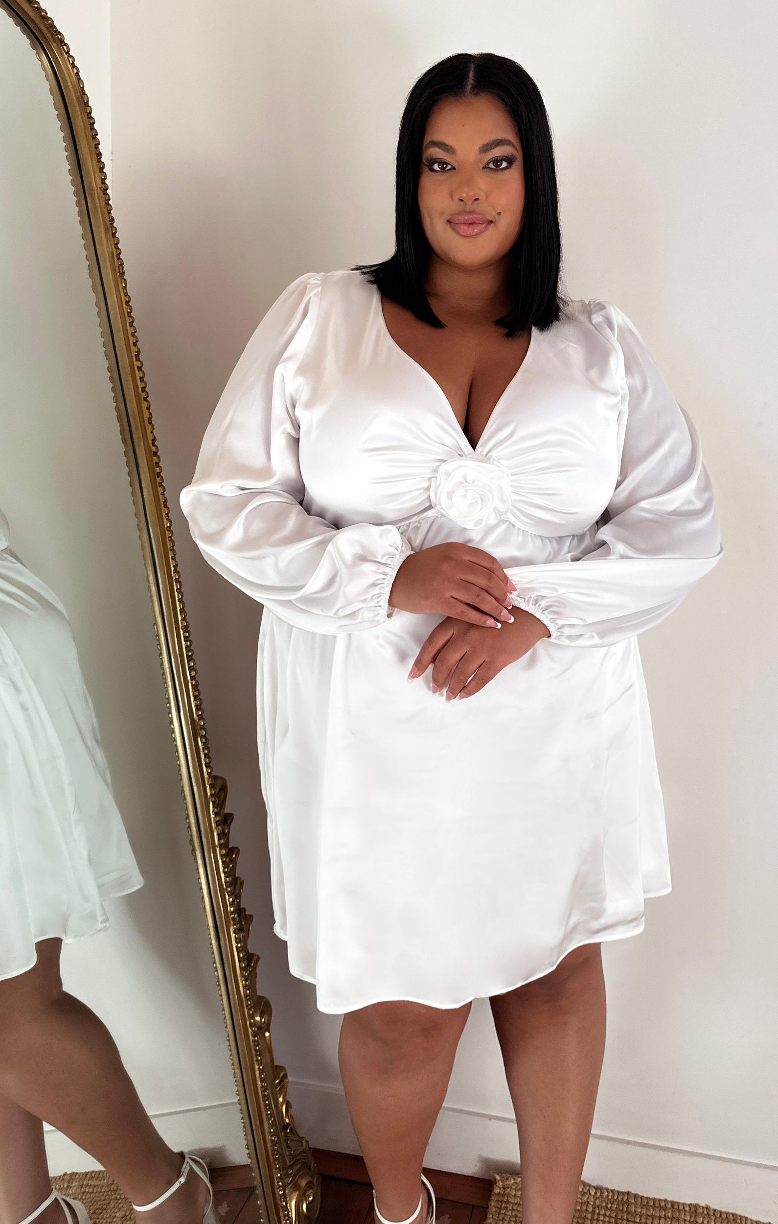 Rosetta Mini Dress ~ Ivory Luxe Satin Product Image