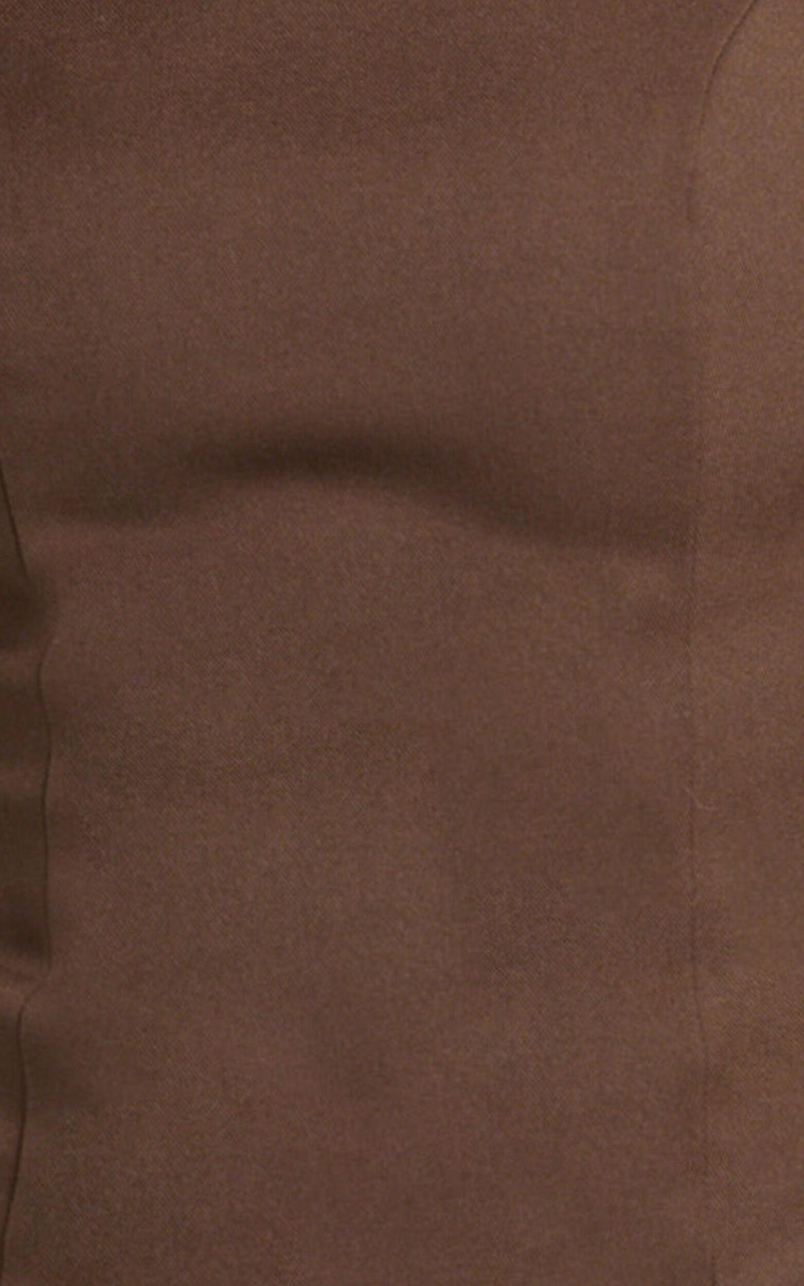 Yvette Top - High Neck Open Back Wool Look Top in Chocolate Product Image