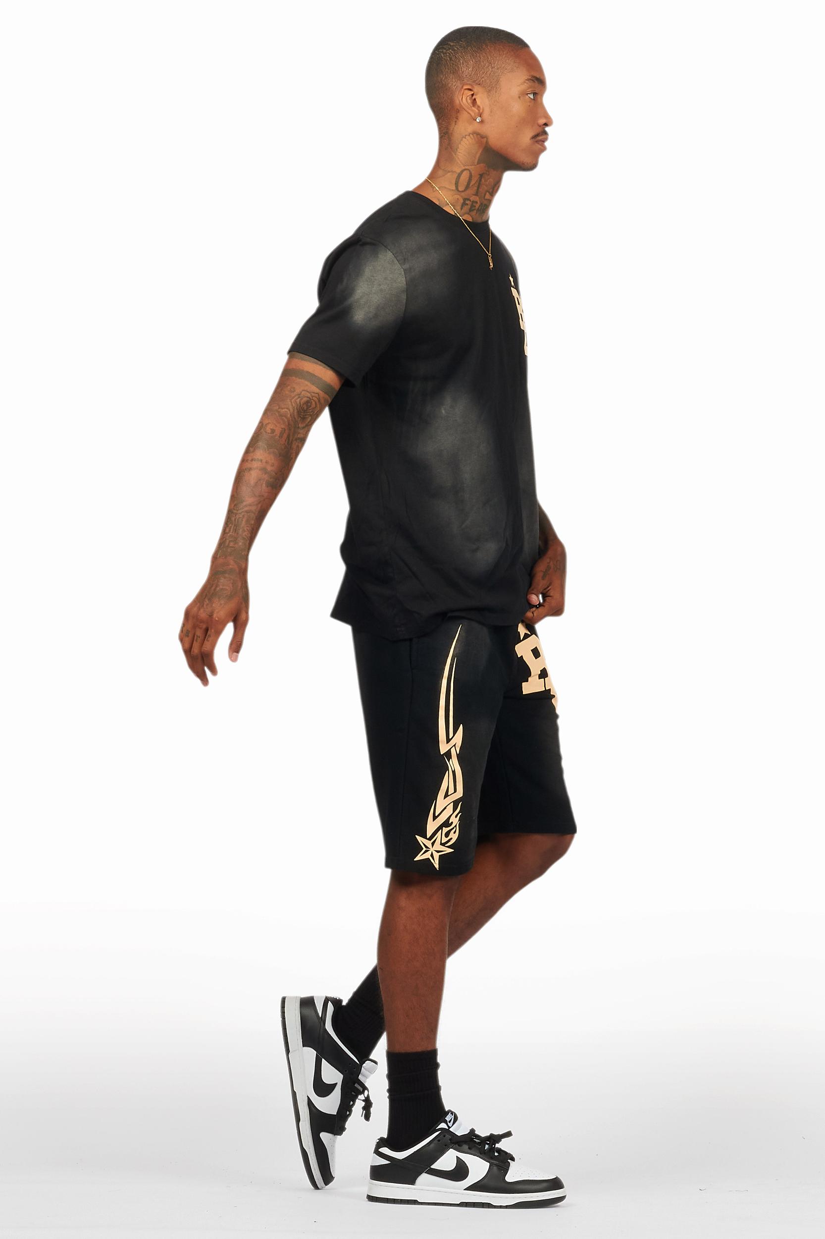 Plutix Black Graphic T-Shirt Short Set Male Product Image