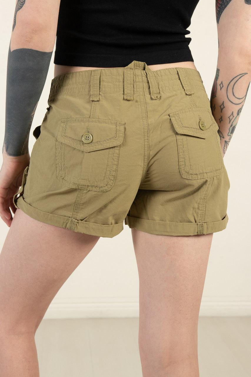 Olive Green Cotton Utility Shorts Product Image