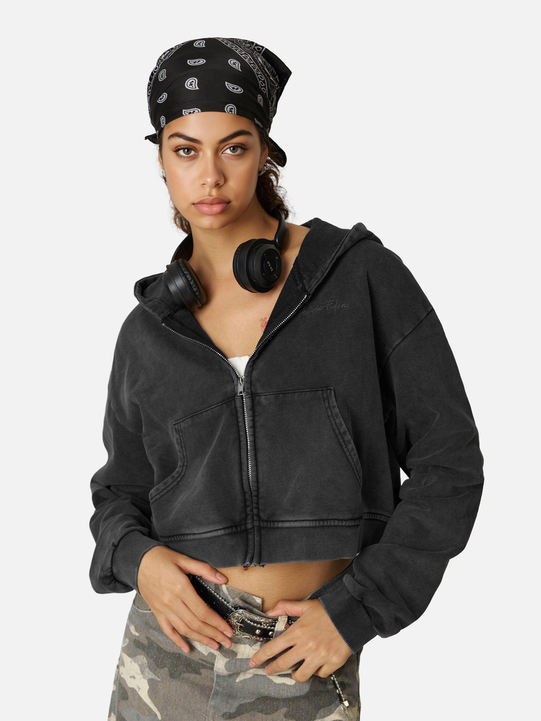 Aelfric Eden Cropped Solid Zip Up Hoodie Female Product Image