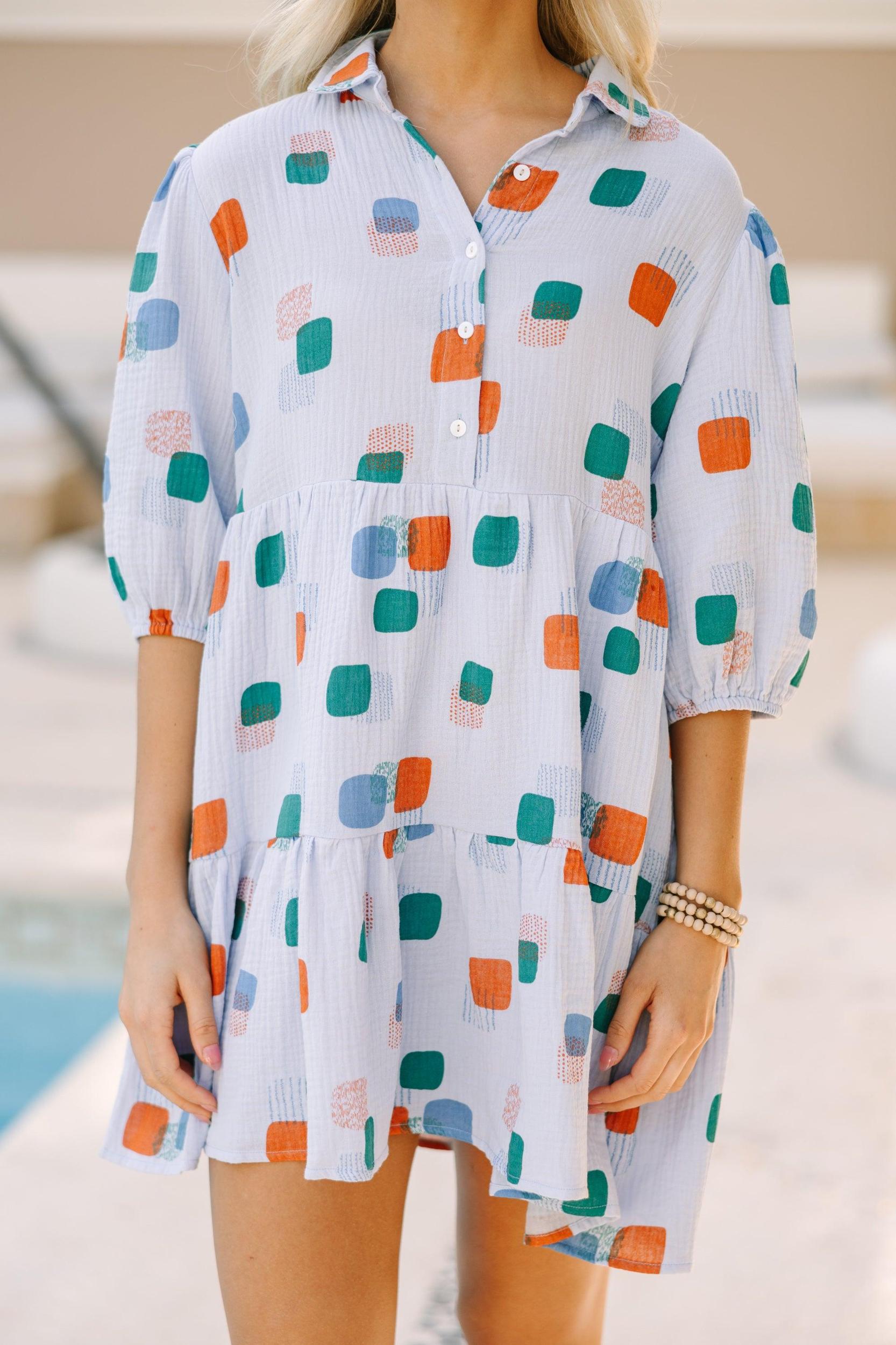 Run Away With Me Light Blue Abstract Dress Female Product Image