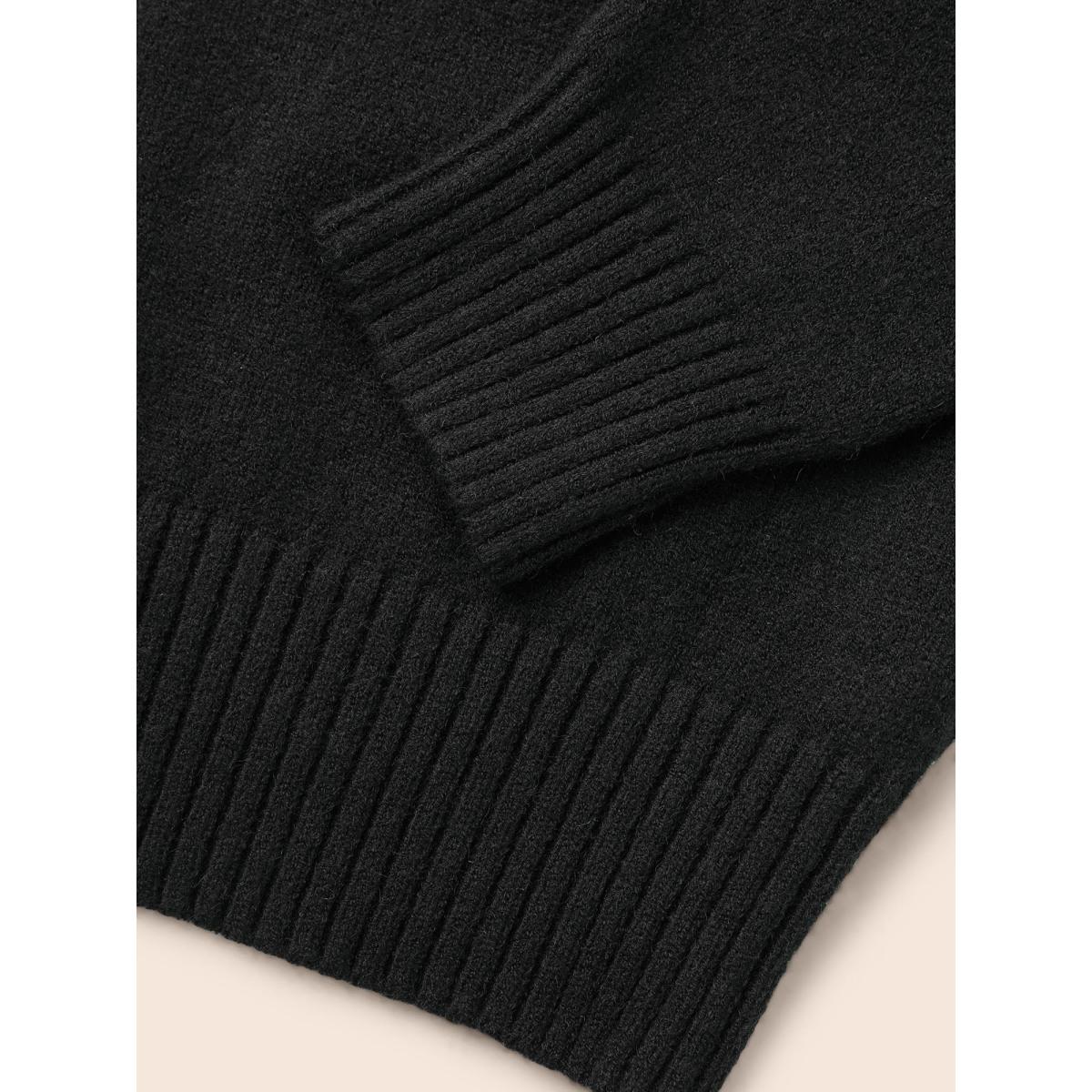 Plus Size Supersoft Essentials Silver Sequins Shoulder Open Cardigan Black Women Cocktail Loose Long Sleeve Party Cardigans BloomChic 28/5X Product Image