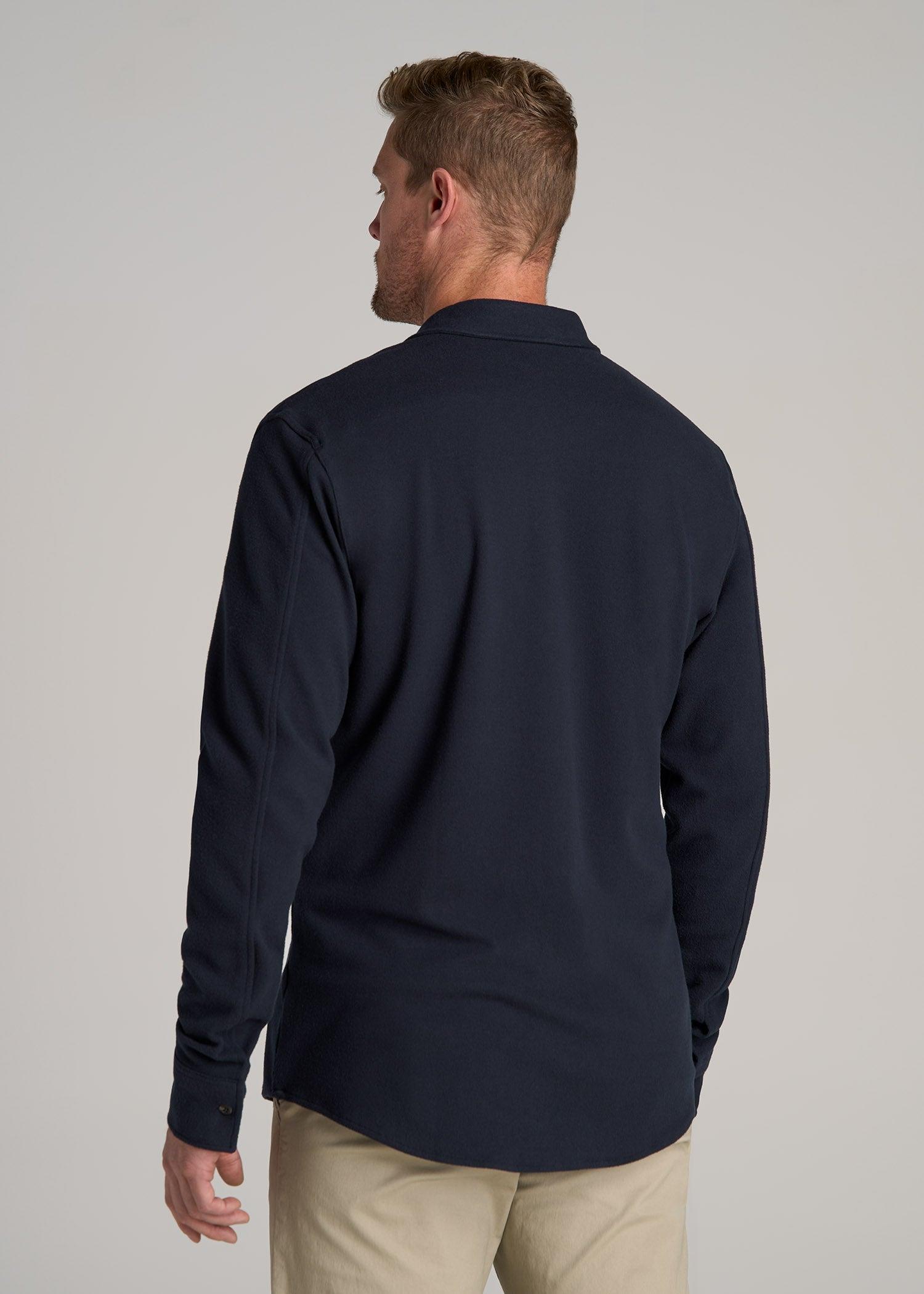 Stretch Flannel Button Shirt for Tall Men in True Navy Male Product Image