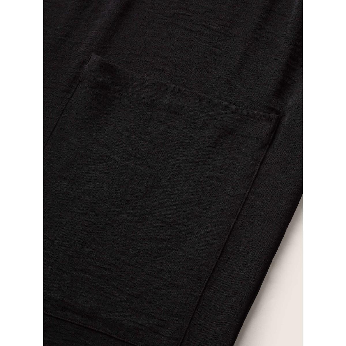 Plus Size Black Plain Pleated Wide Leg Jumpsuit Women Casual Sleeveless Square Neck Everyday Loose Jumpsuits BloomChic 18-20/2X Product Image