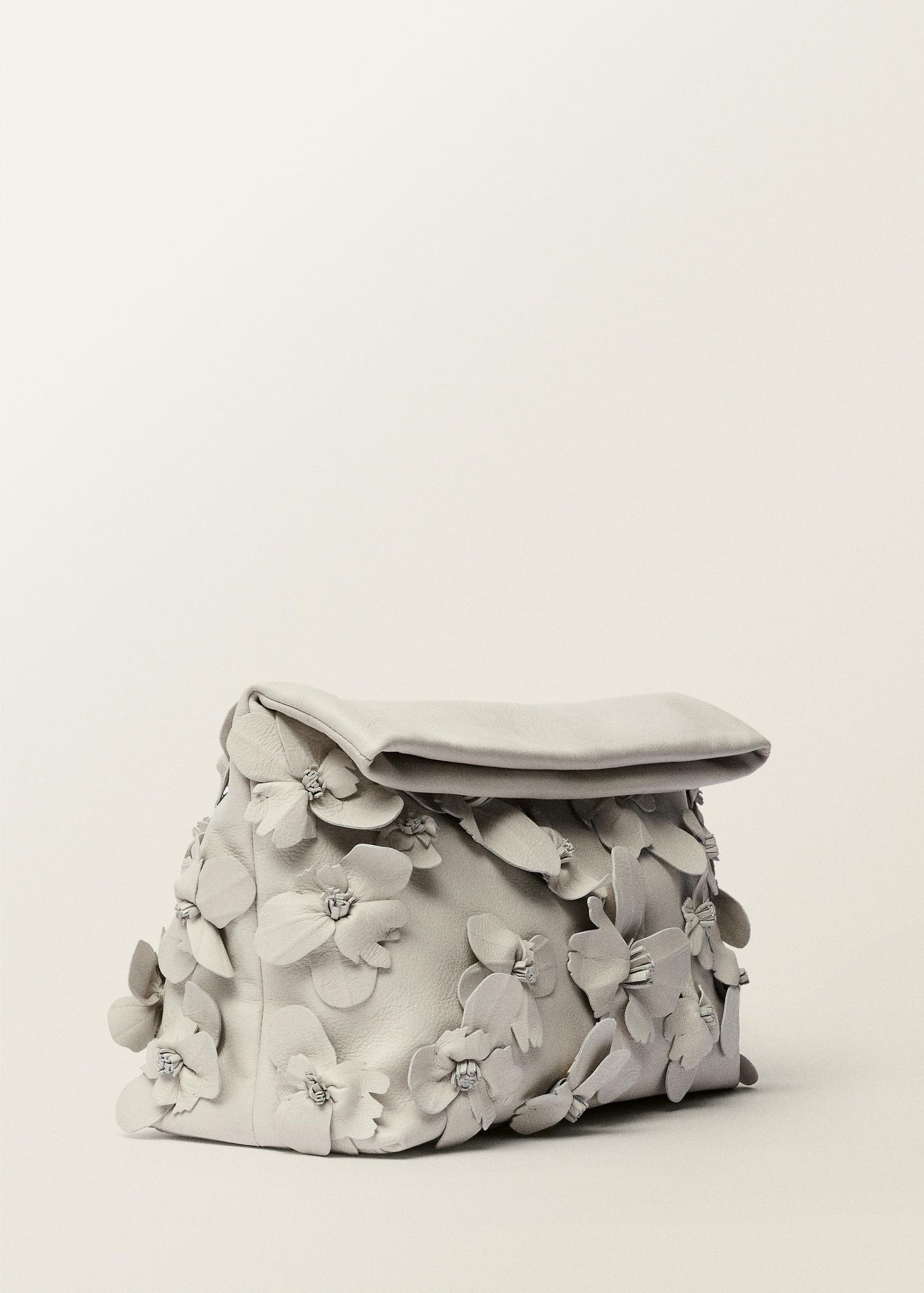 Leather handbag with flower detail - Women | MANGO USA Product Image