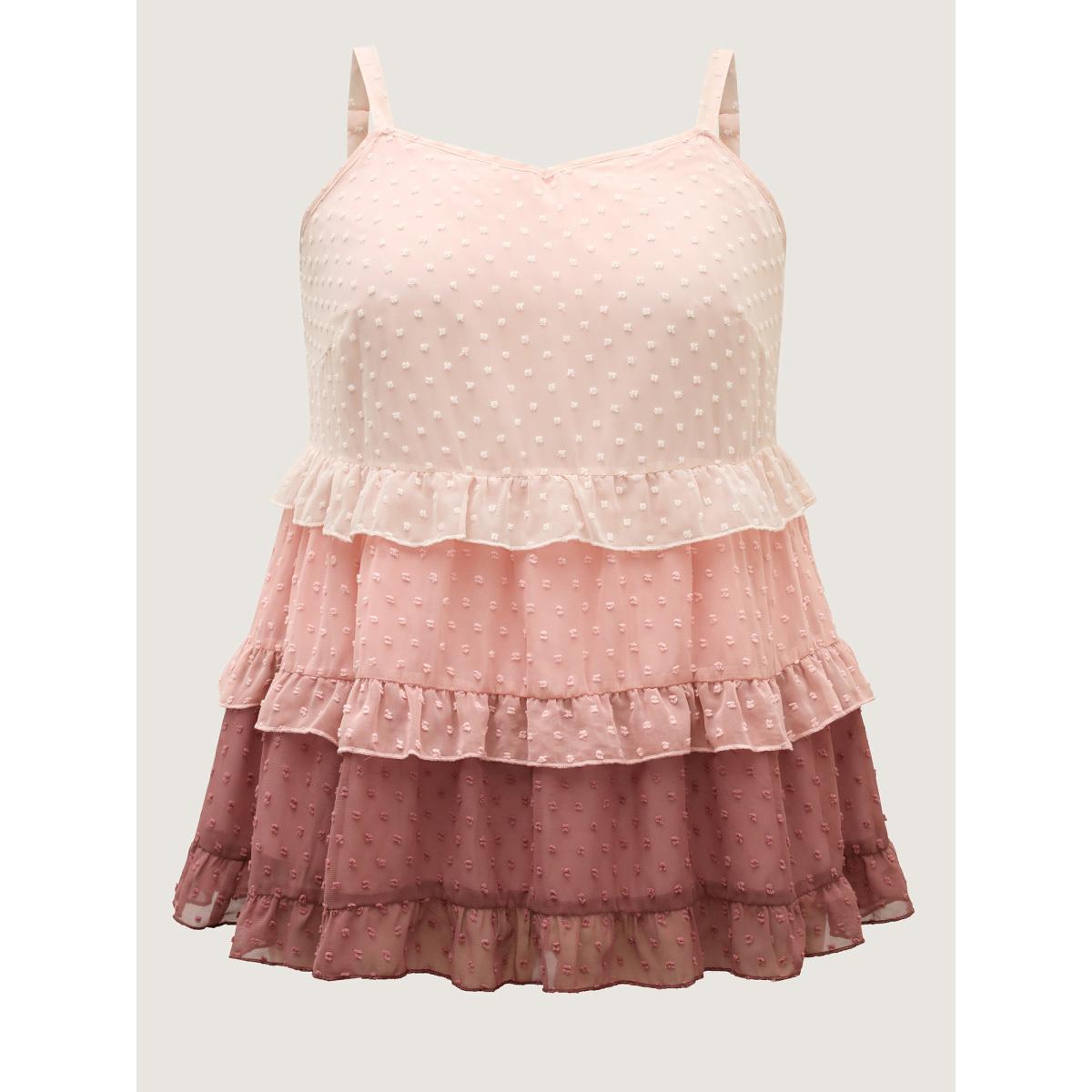 Plus Size Textured Color Block Tiered Tank Top Women Rouge Romantic Contrast Non Elegant Tank Tops Camis BloomChic 18-20/2X Product Image