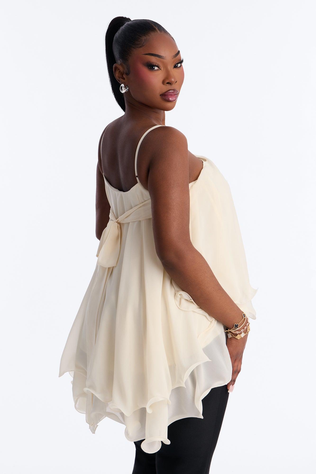 Nadia Ruffle Extreme Ruffle Cami Top - Cream Female Product Image