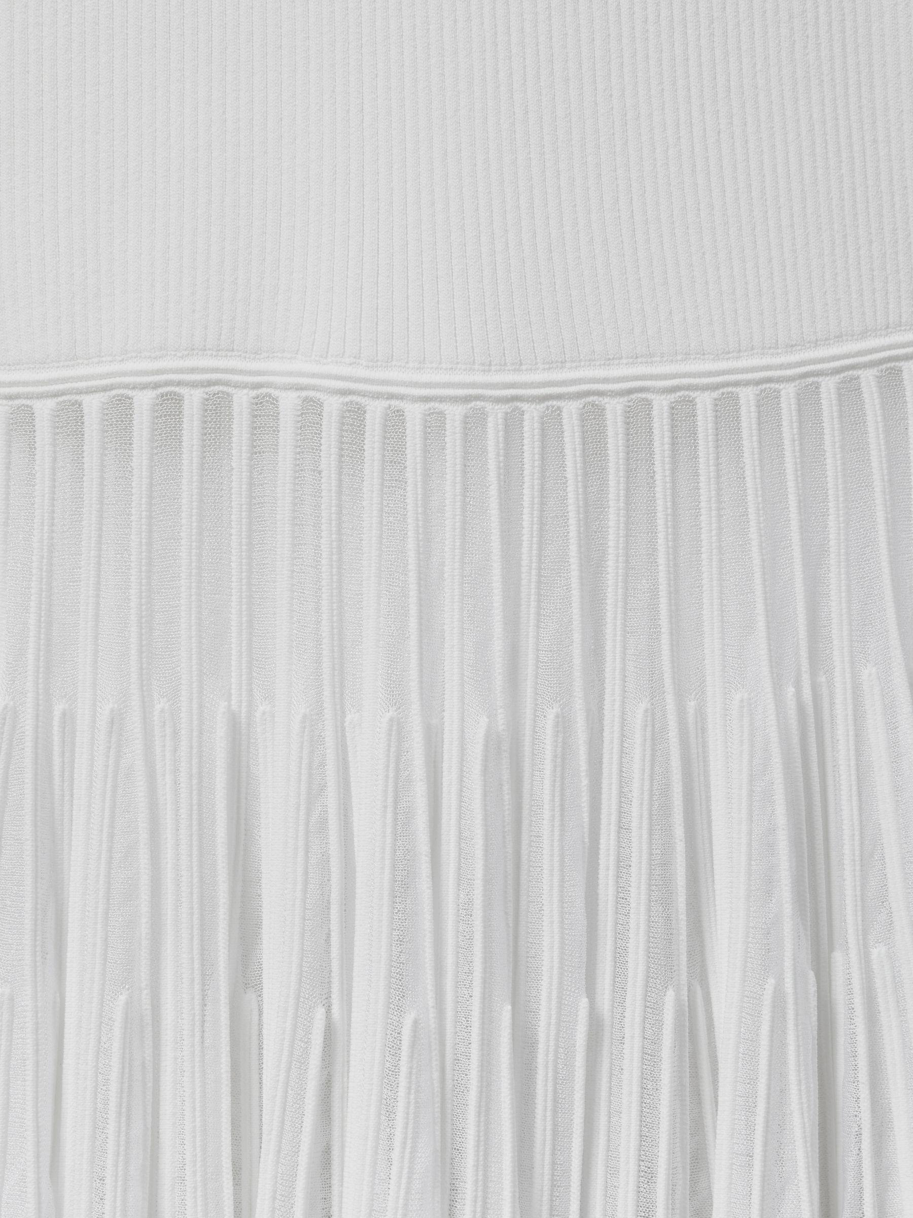 Knitted Sheer Flared Midi Dress in Cream Product Image