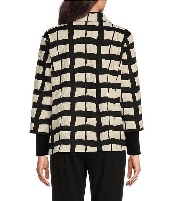 Ali Miles Knit Jacquard Collared Long Sleeve Jacket Product Image