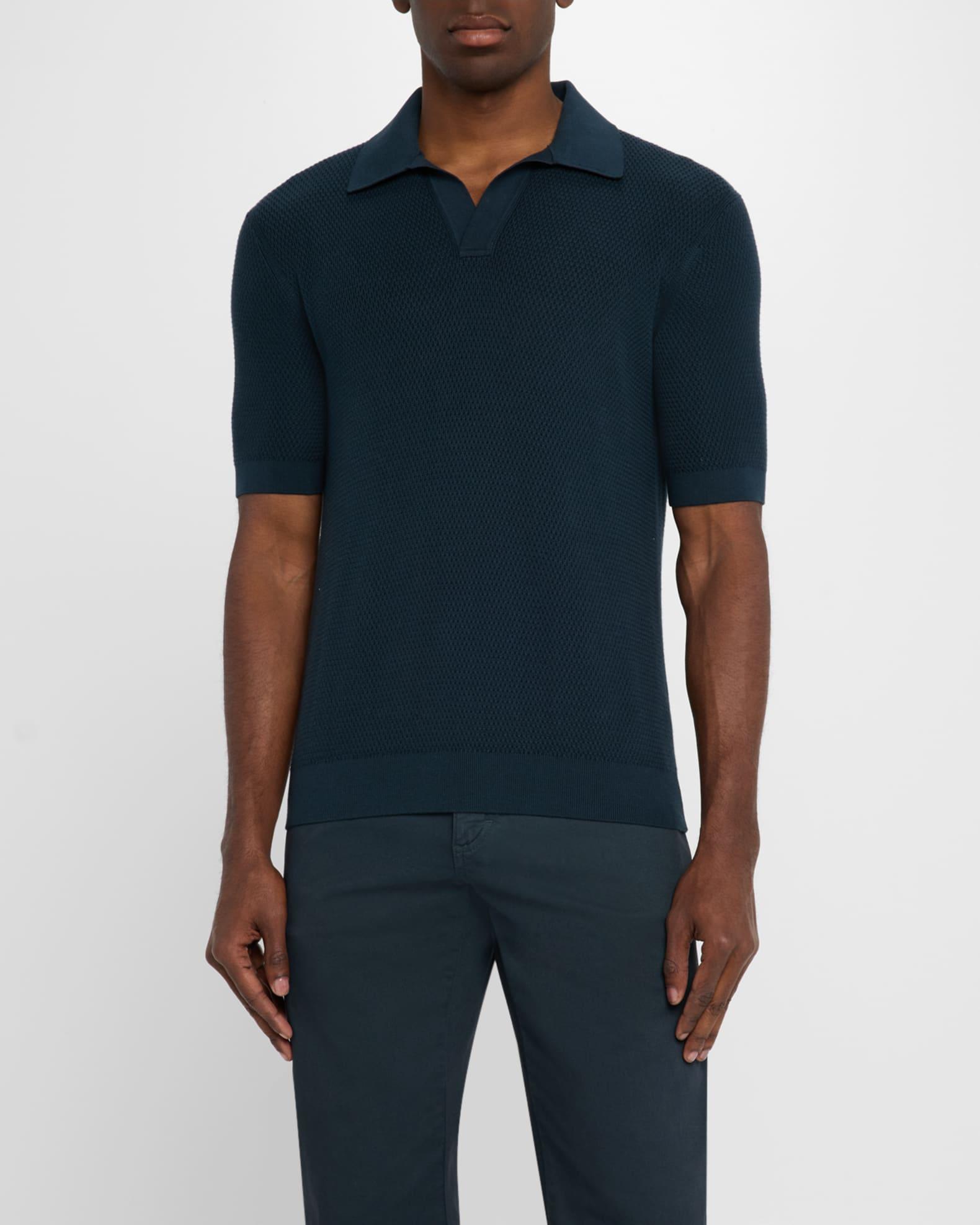 Men's Cotton Textured Johnny-Collar Polo Sweater Product Image