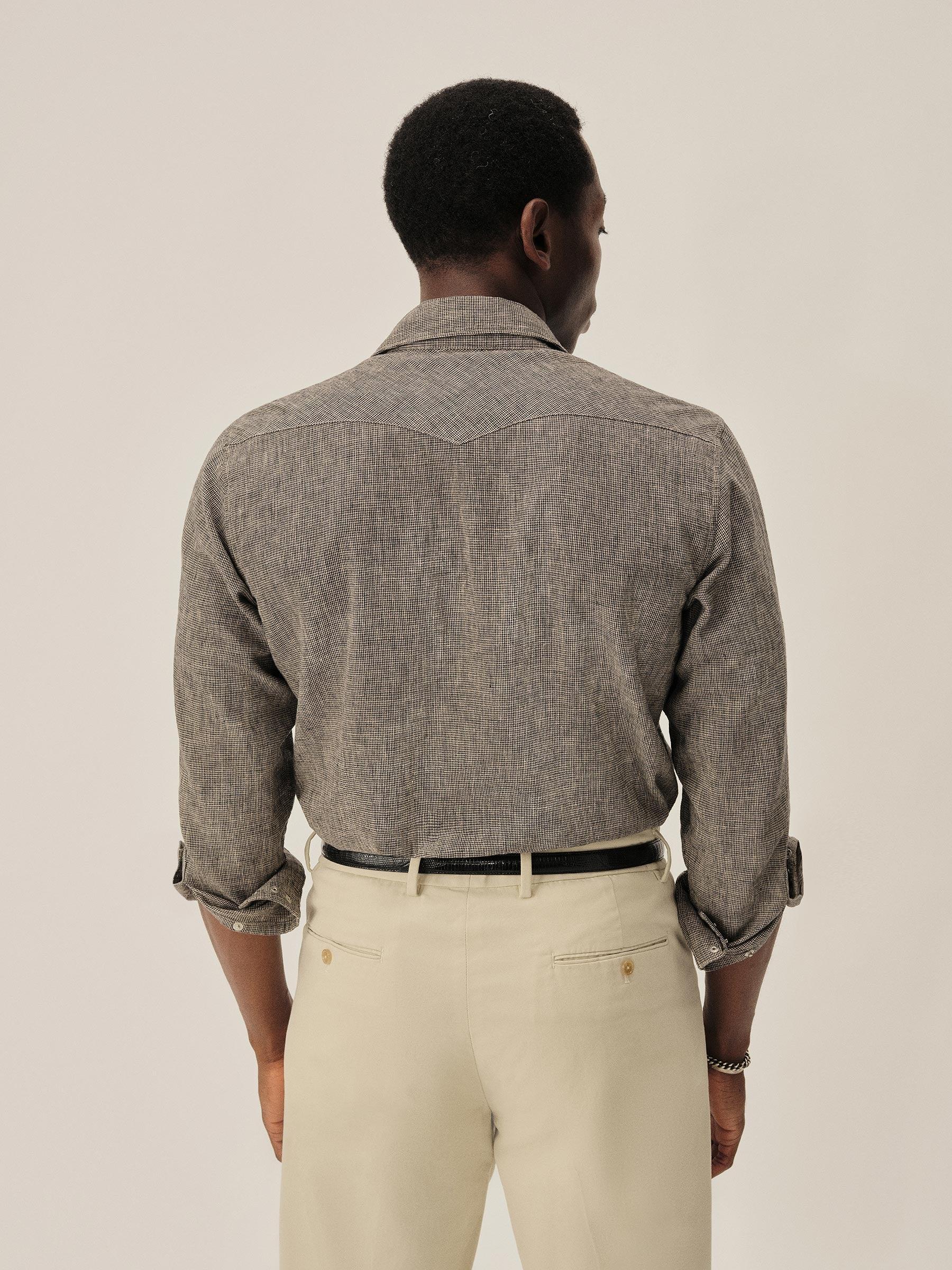 Cedar Houndstooth Linen/Cotton Pacific Drifter Western Shirt Product Image