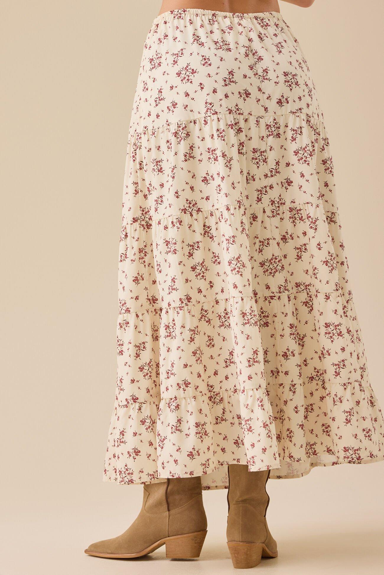 Phiona Floral Tie Waist Midi Skirt Product Image