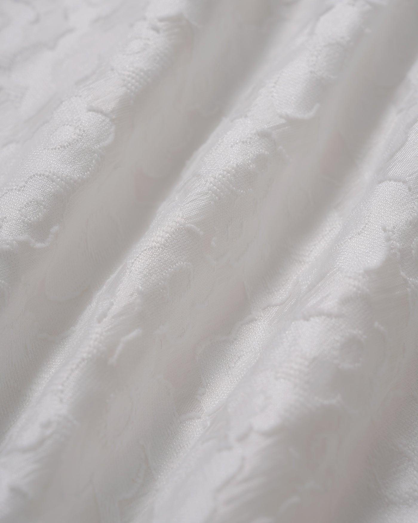 White V Neck Jacquard Mini Dress Product Image