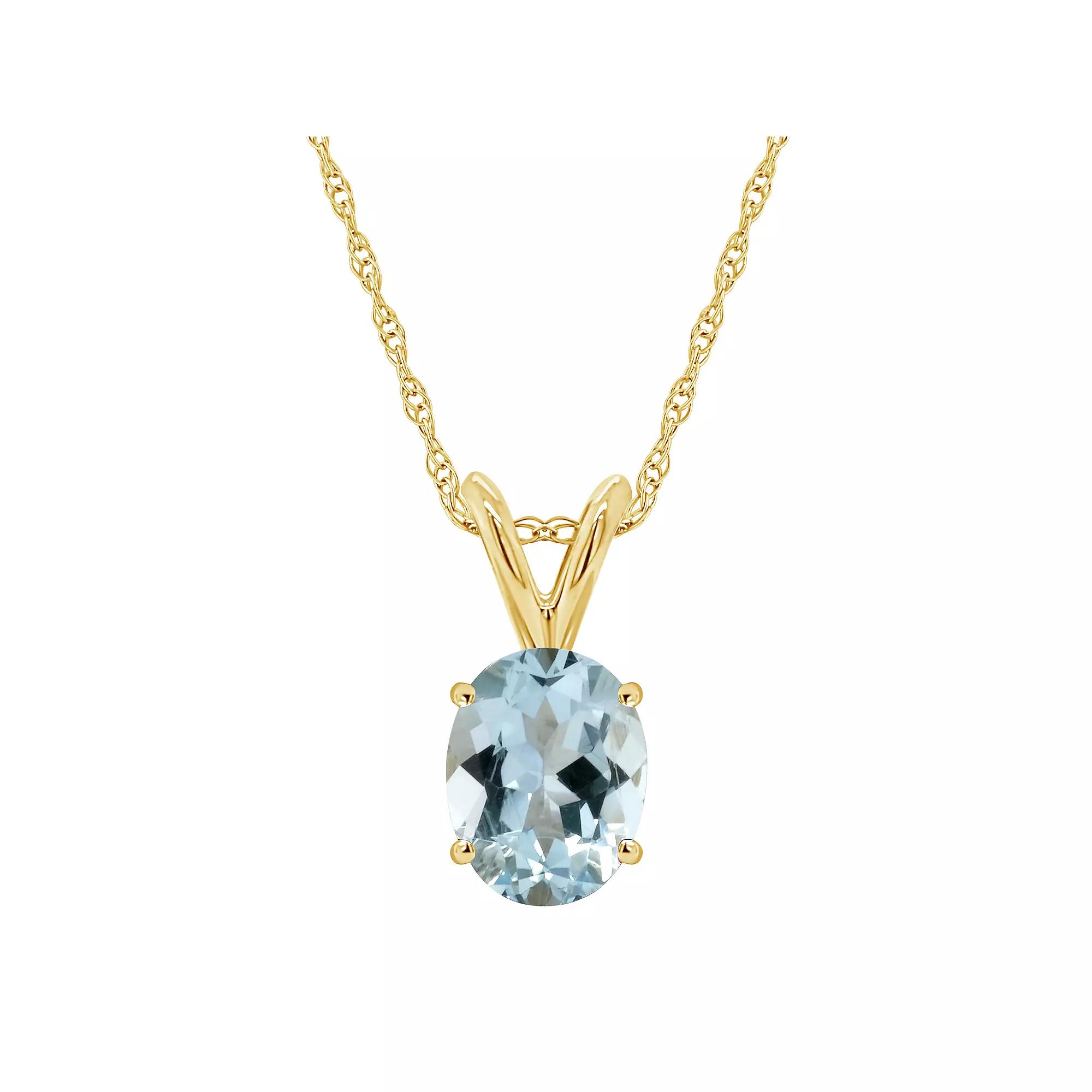 Celebration Gems 14k Gold Gemstone Pendant Necklace, Women's, Size: 18", Aquamarine Product Image