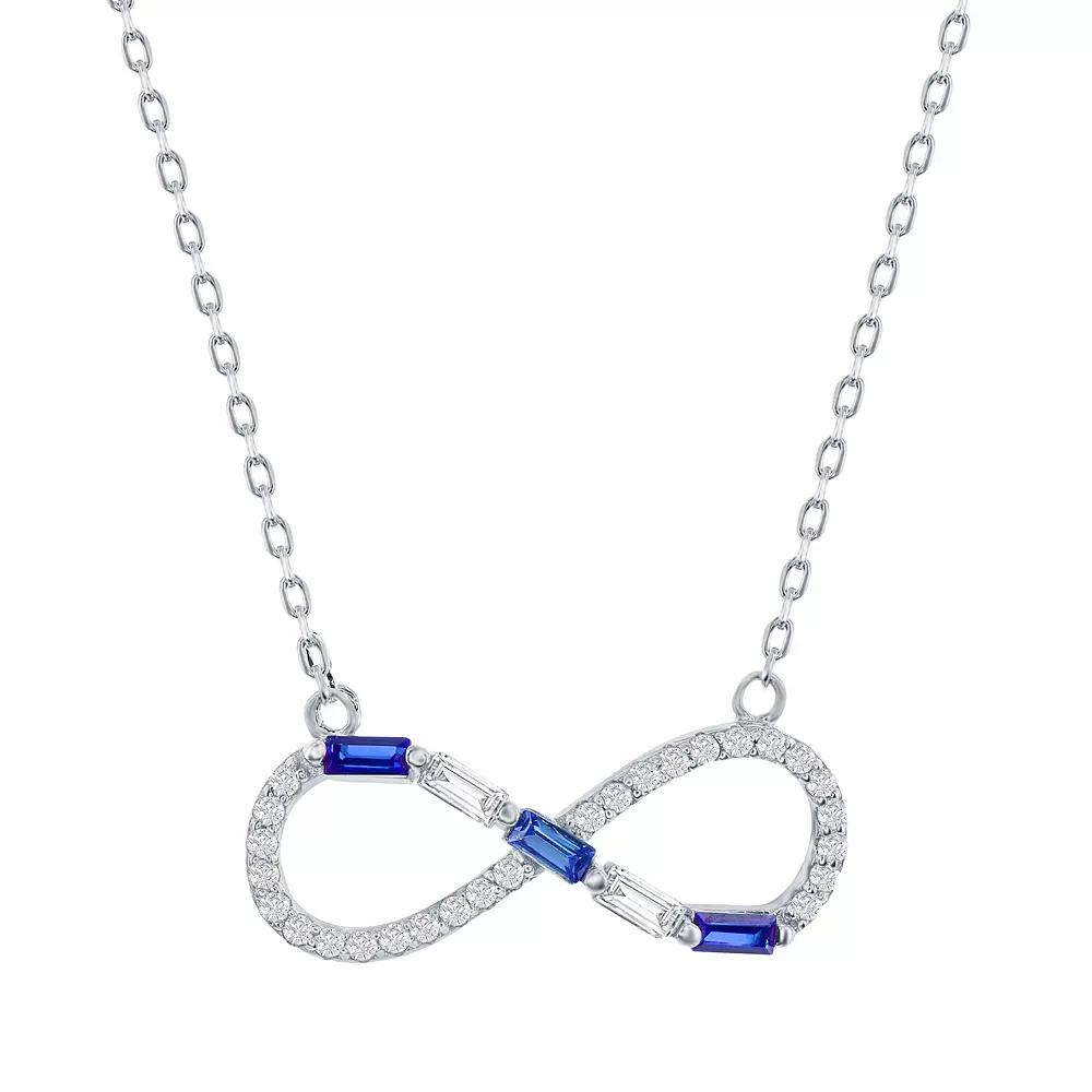 Sterling Silver Gemstone & Cubic Zirconia Infinity Pendant Necklace, Women's, Size: 16-18" ADJ, Simulated Blue Product Image