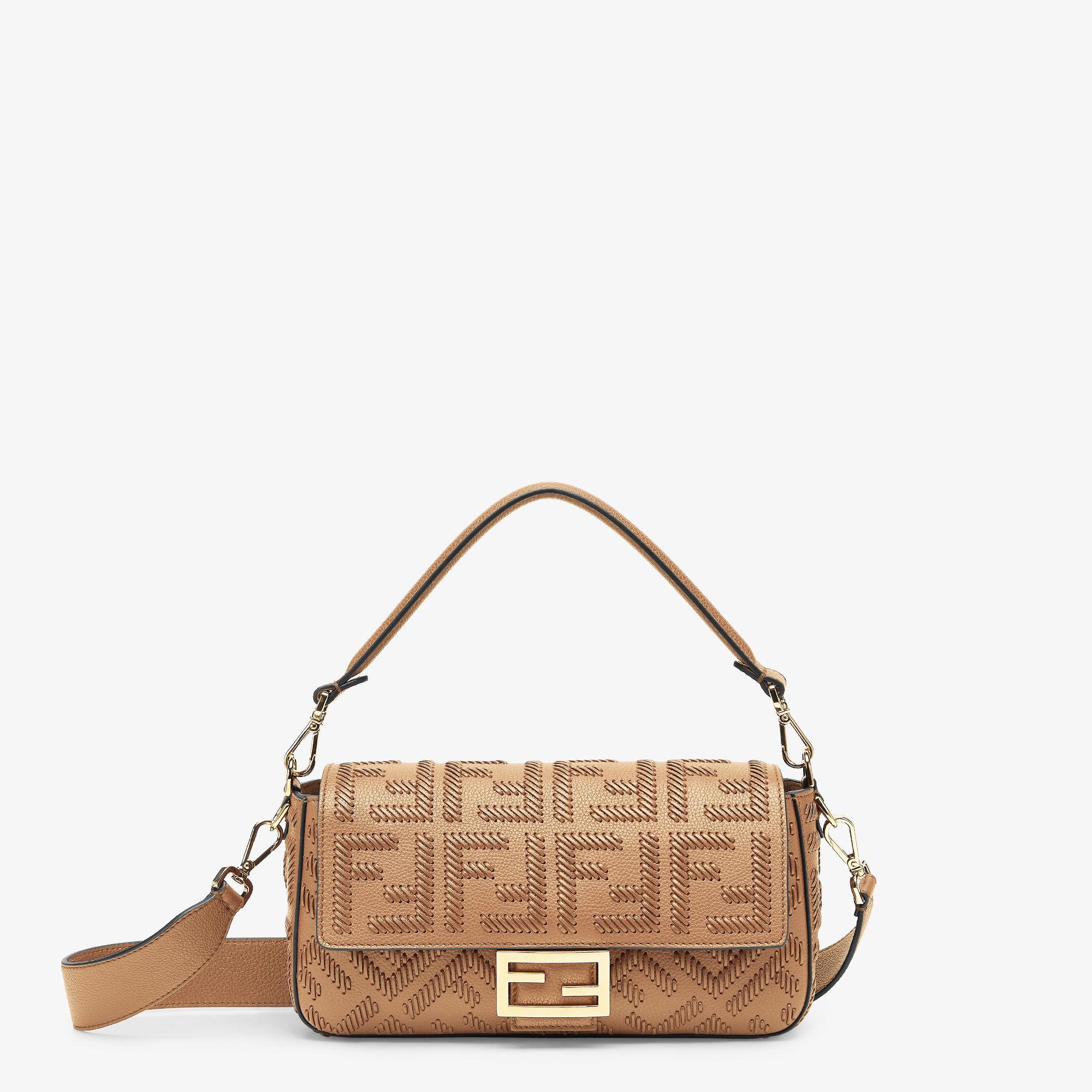 BaguetteCappuccino-colored leather bag with FF interlacing Product Image